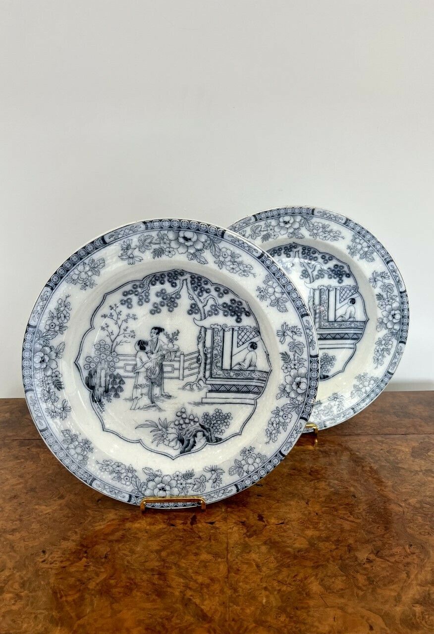 Quality Pair Of Victorian Blue And White Chargers photo 425.0