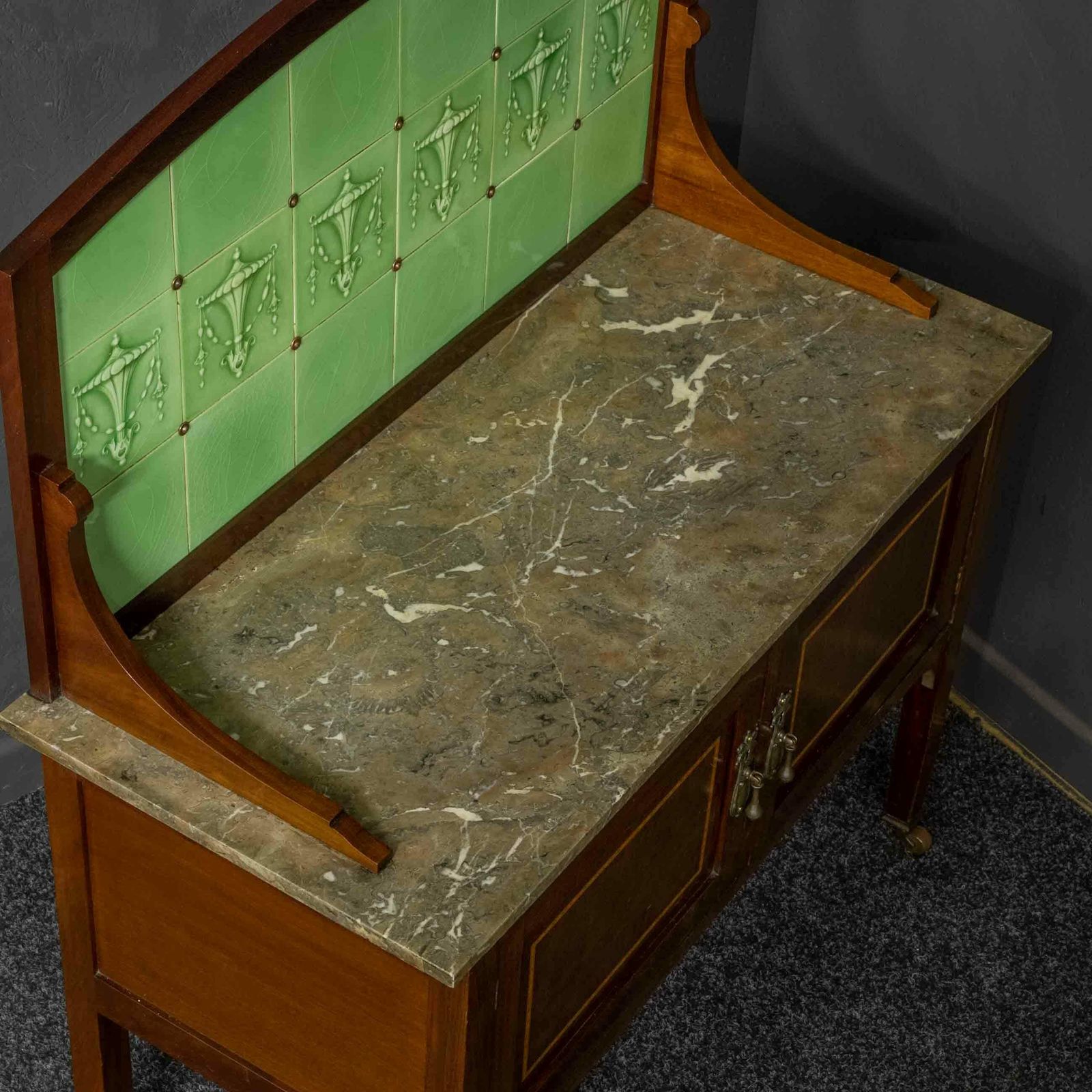 Edwardian Mahogany Washstand photo vintage
