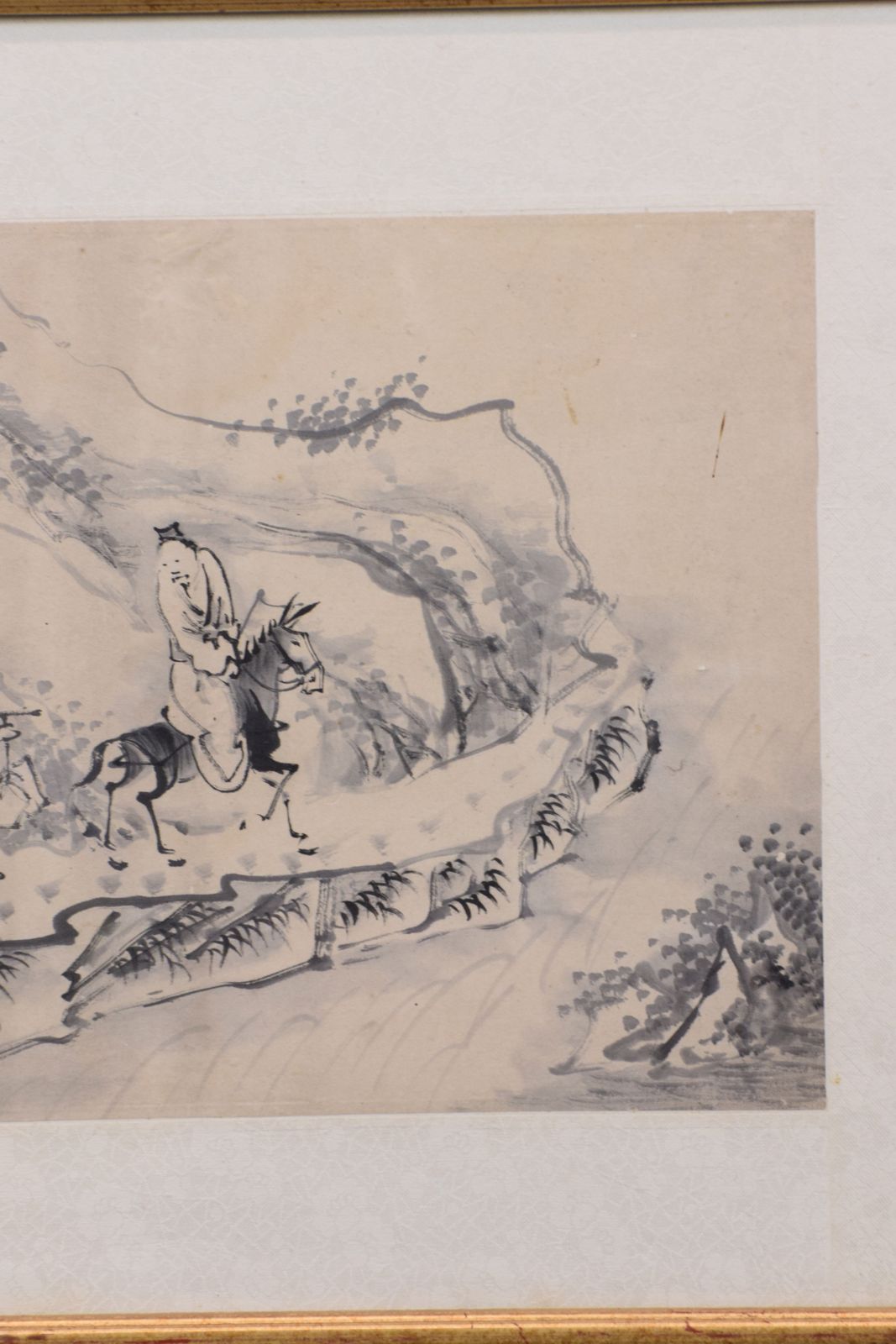 Chinese Signed Watercolour & Ink Painting, Horse & Rider, Framed And Glazed photo furniture