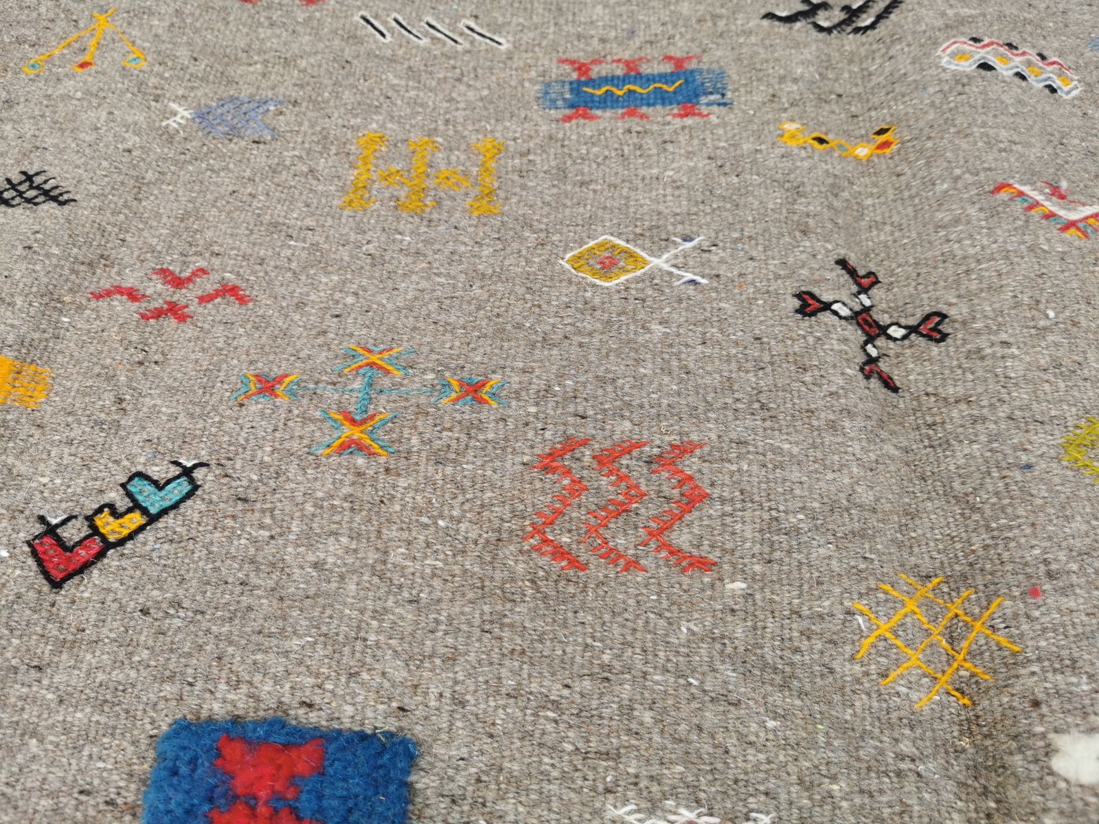 photo furniture Handmade Grey Moroccan Berber Rug. Camel Wool Carpet