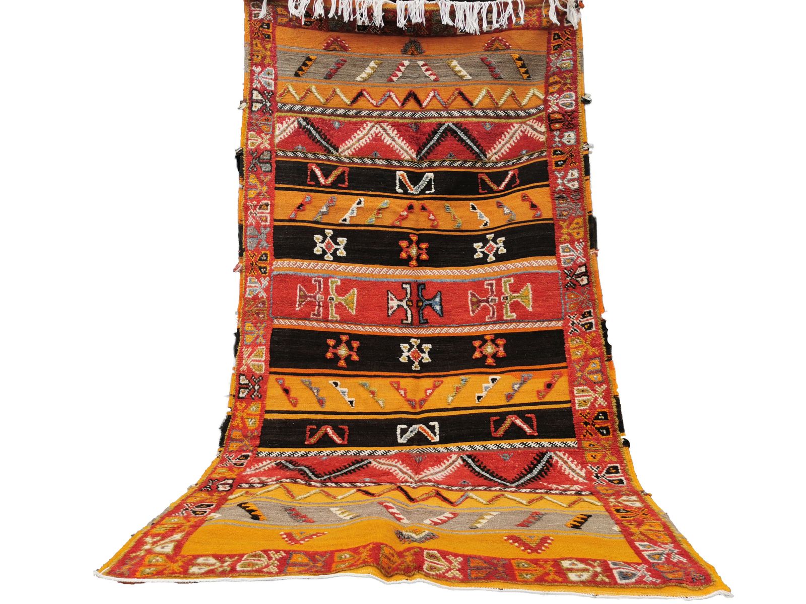 Handmade Colourful Moroccan Berber Rug. Camel Wool Carpet