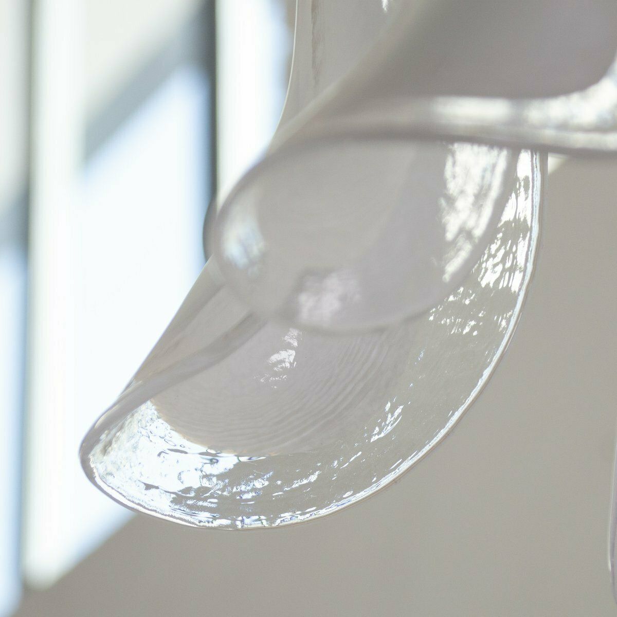 Lighting Pendant Lamp In Murano Crystal And White Glass, Italy, 90s photo