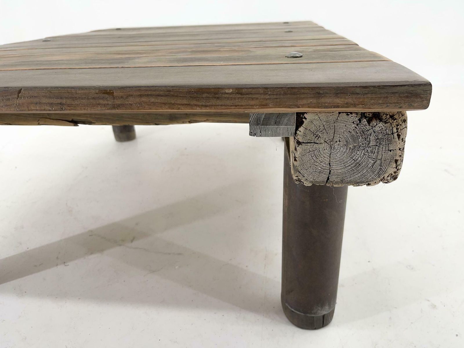 photo furniture 1950's Vintage Industrial Wood & Iron Coffee Table