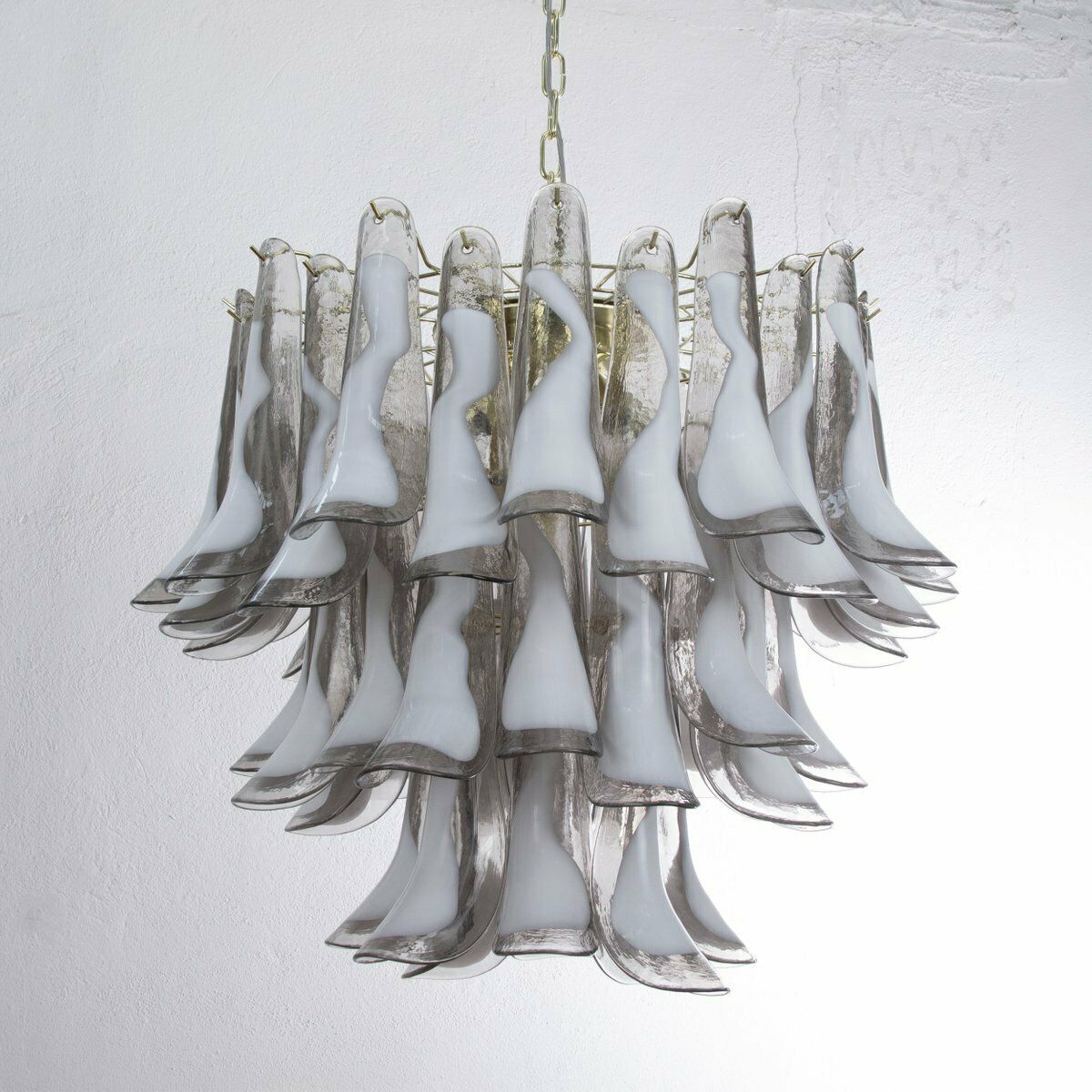 Italian Gray And White Glass Petal Pendant Light, 1990s photo Lighting