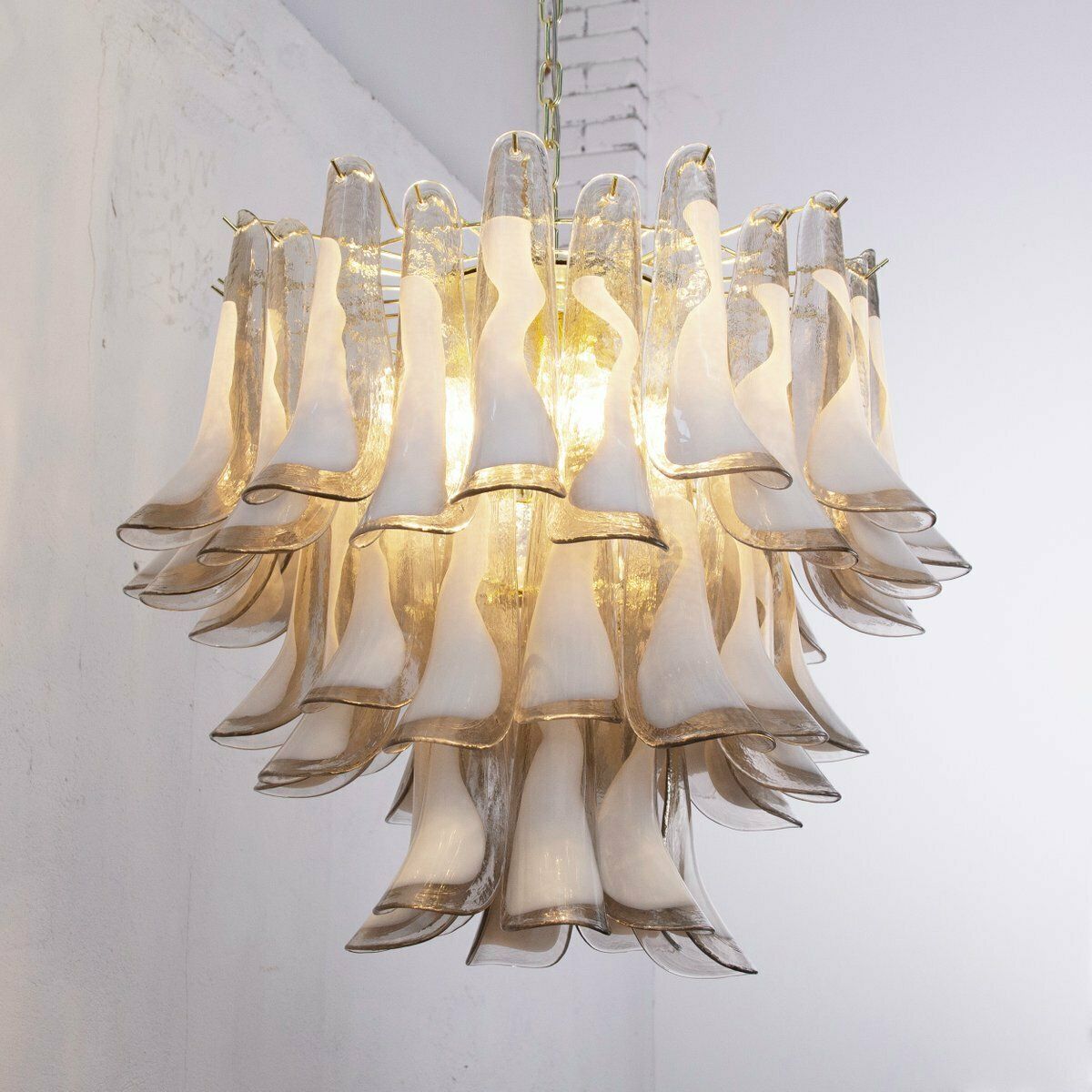 Italian Gray And White Glass Petal Pendant Light, 1990s photo 3266.0