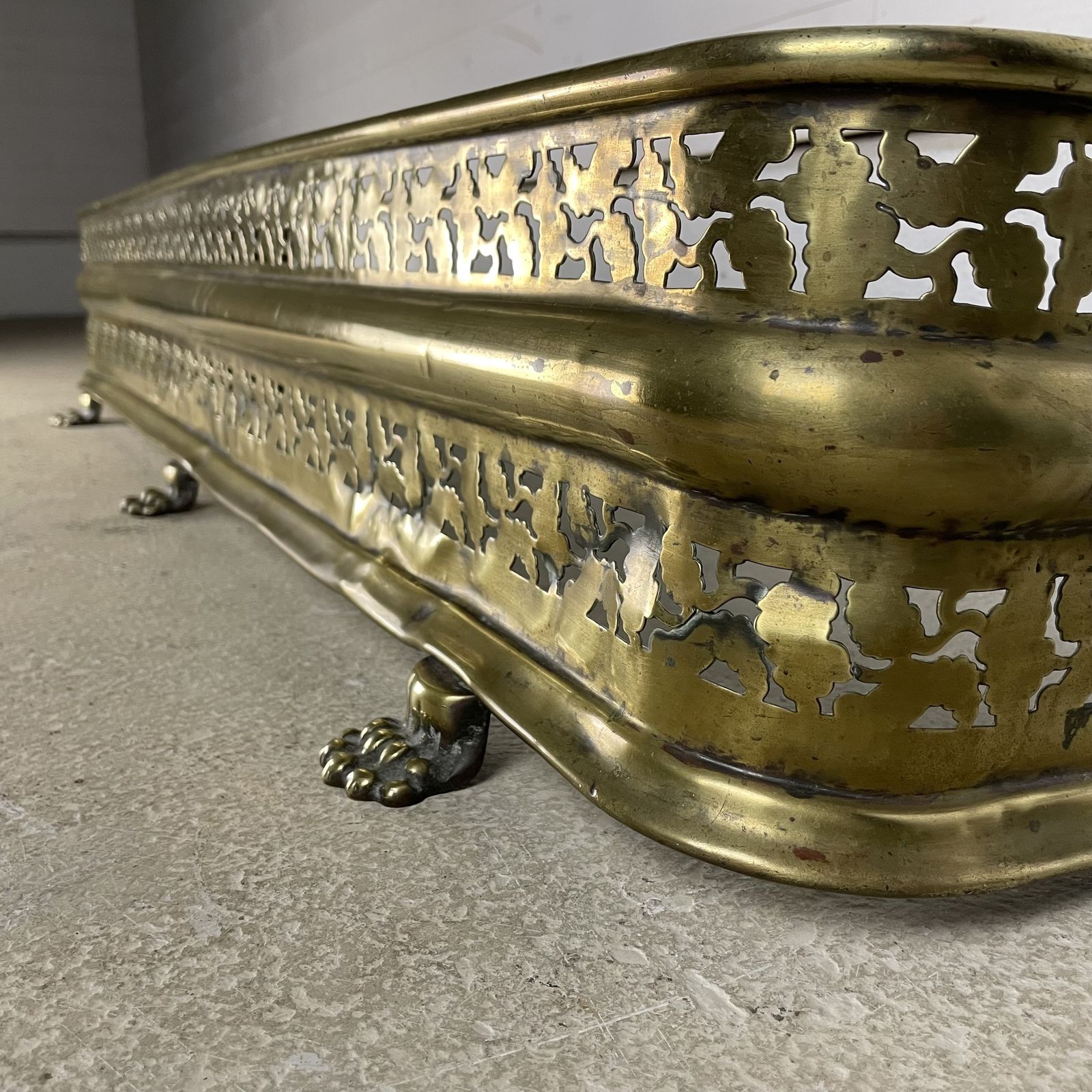 Victorian Brass Fender With Lions Paw Feet photo furniture