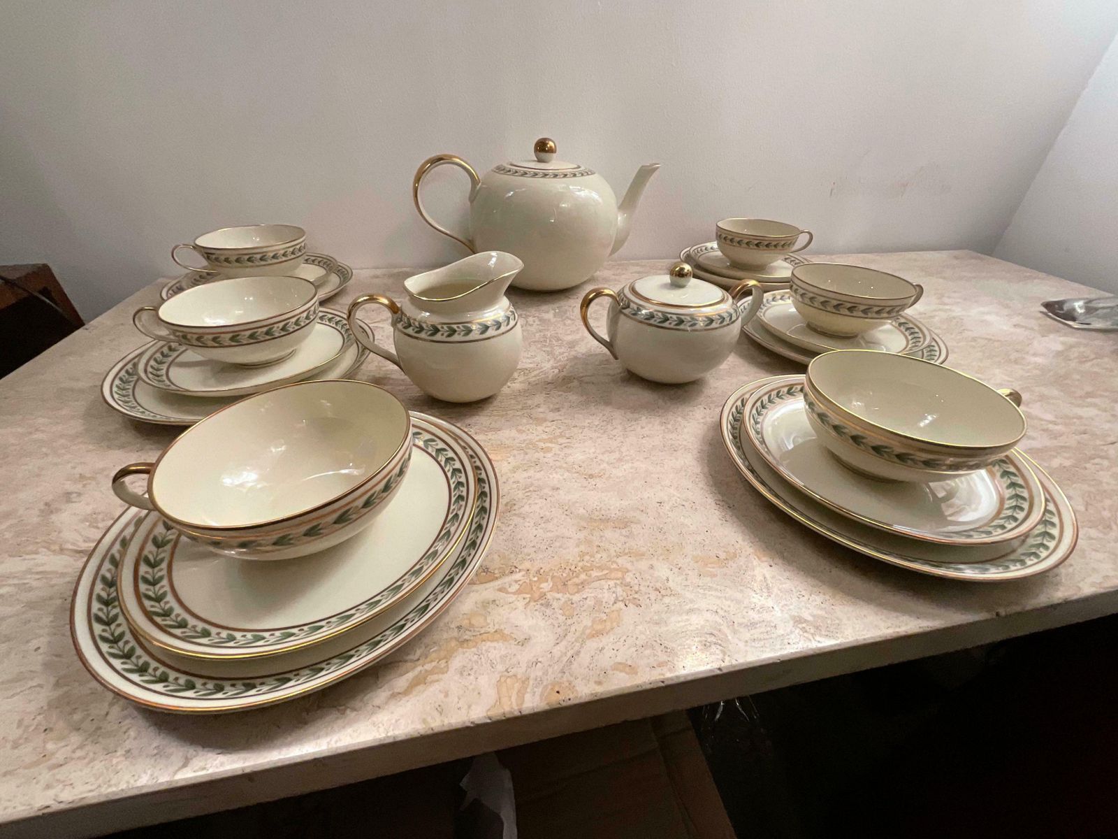 photo for sale Gio Ponti   Tea For 6 With Sweet Plates, In Porcelain Richard Ginori Year 1939