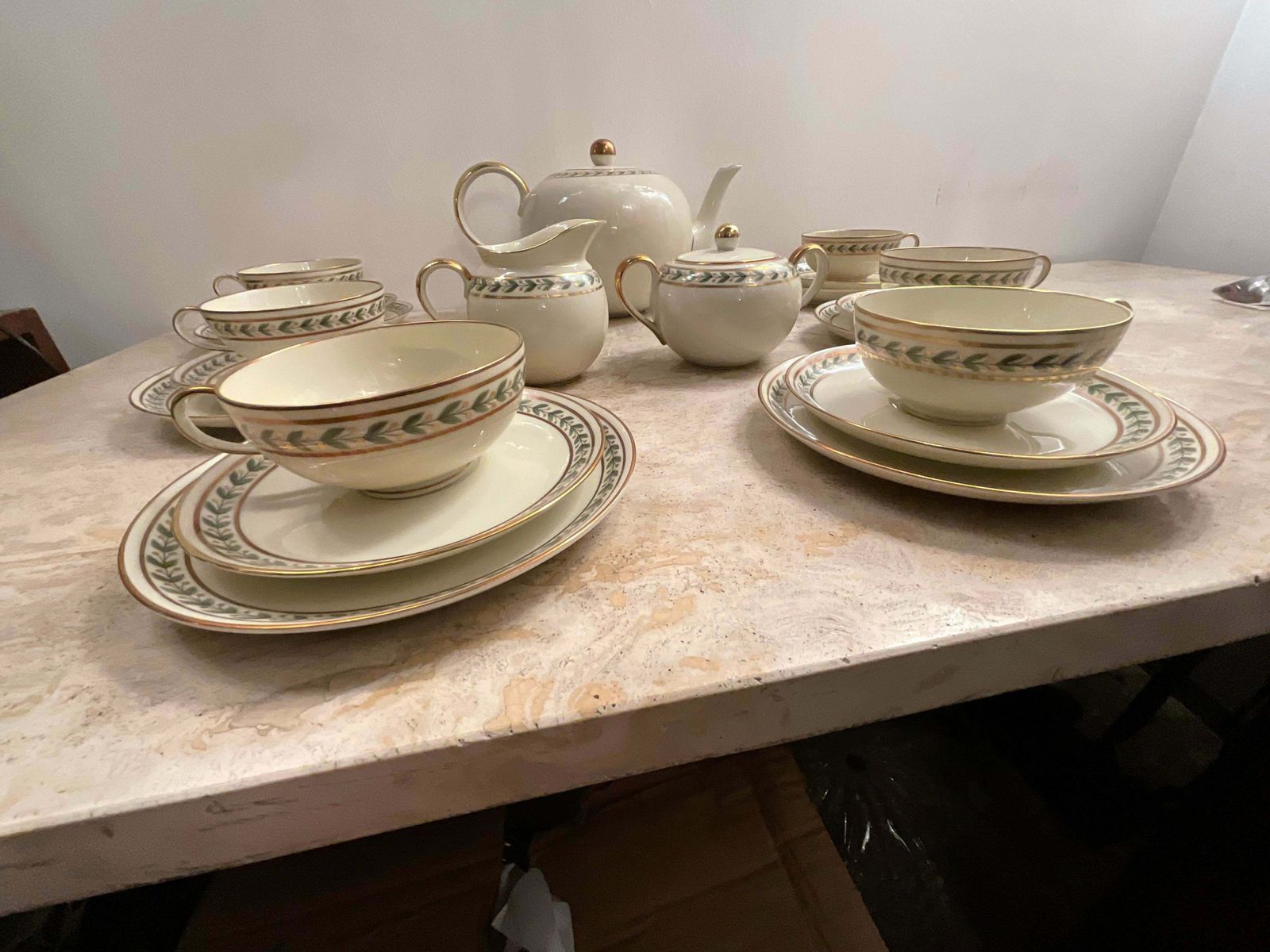 photo vintage Gio Ponti   Tea For 6 With Sweet Plates, In Porcelain Richard Ginori Year 1939