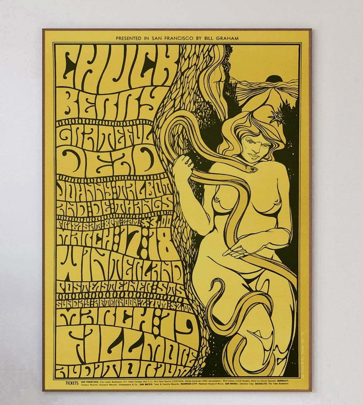 Chuck Berry & The Grateful Dead   Fillmore Auditorium Original Vintage Poster photo 712.0