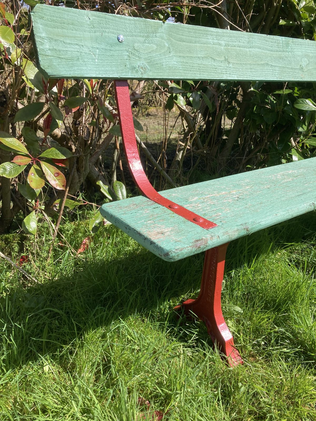 Retro Green And Red Garden Bench (C.H Side Botham) photo buy
