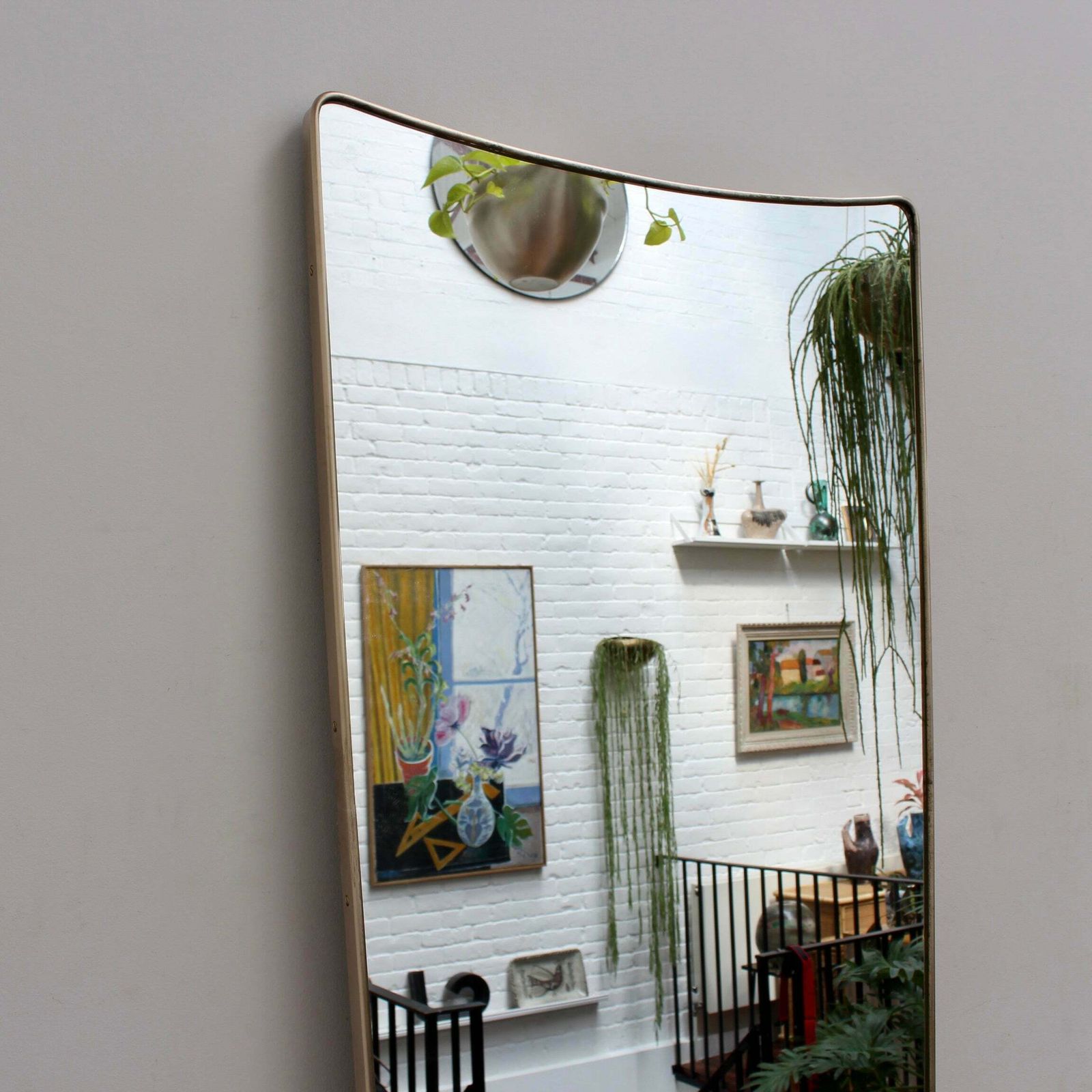 Mid Century Italian Wall Mirror With Brass Frame (Circa 1950s)   Large photo Home Decor