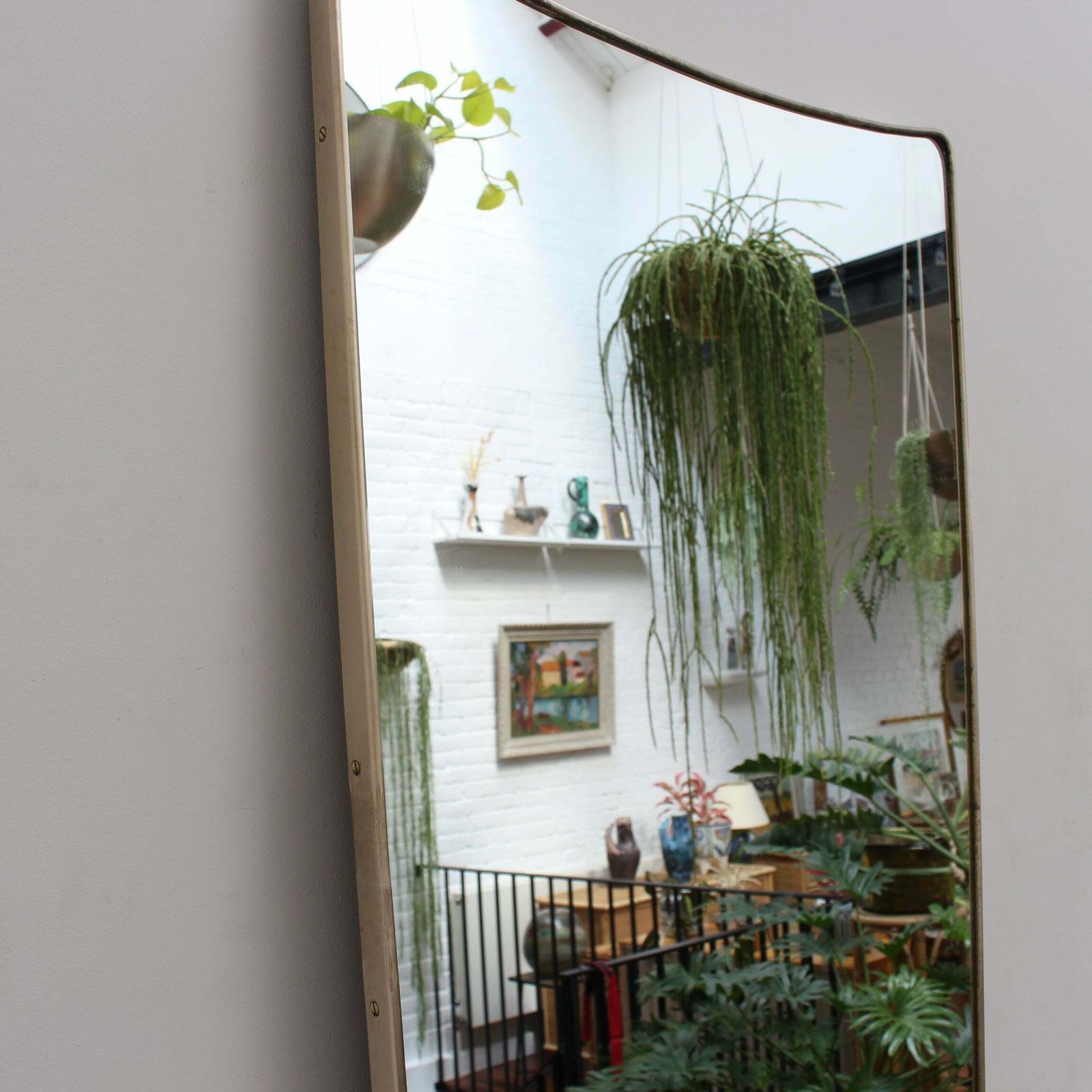 Mid Century Italian Wall Mirror With Brass Frame (Circa 1950s)   Large photo 2800.0