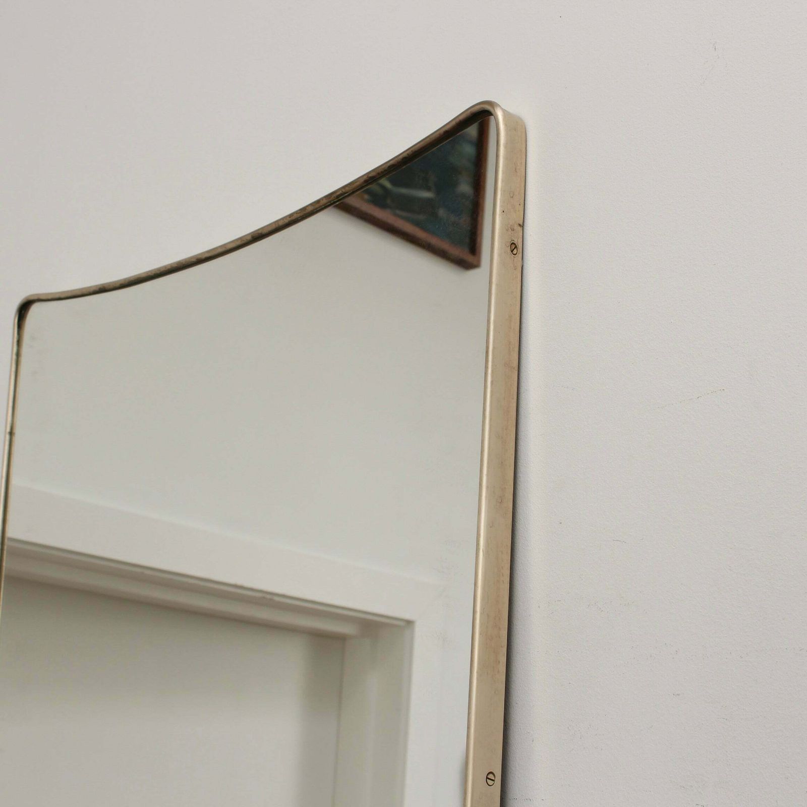 photo for sale Mid Century Italian Wall Mirror With Brass Frame (Circa 1950s)   Large