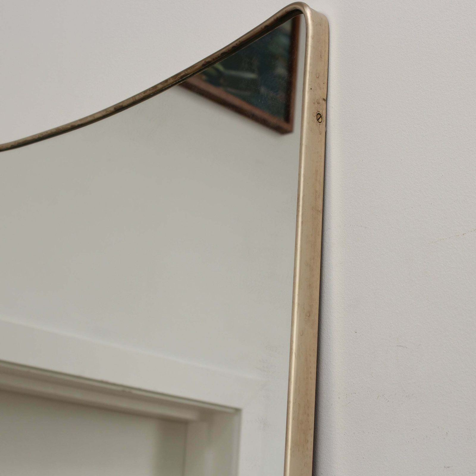 Home Decor Mid Century Italian Wall Mirror With Brass Frame (Circa 1950s)   Large photo