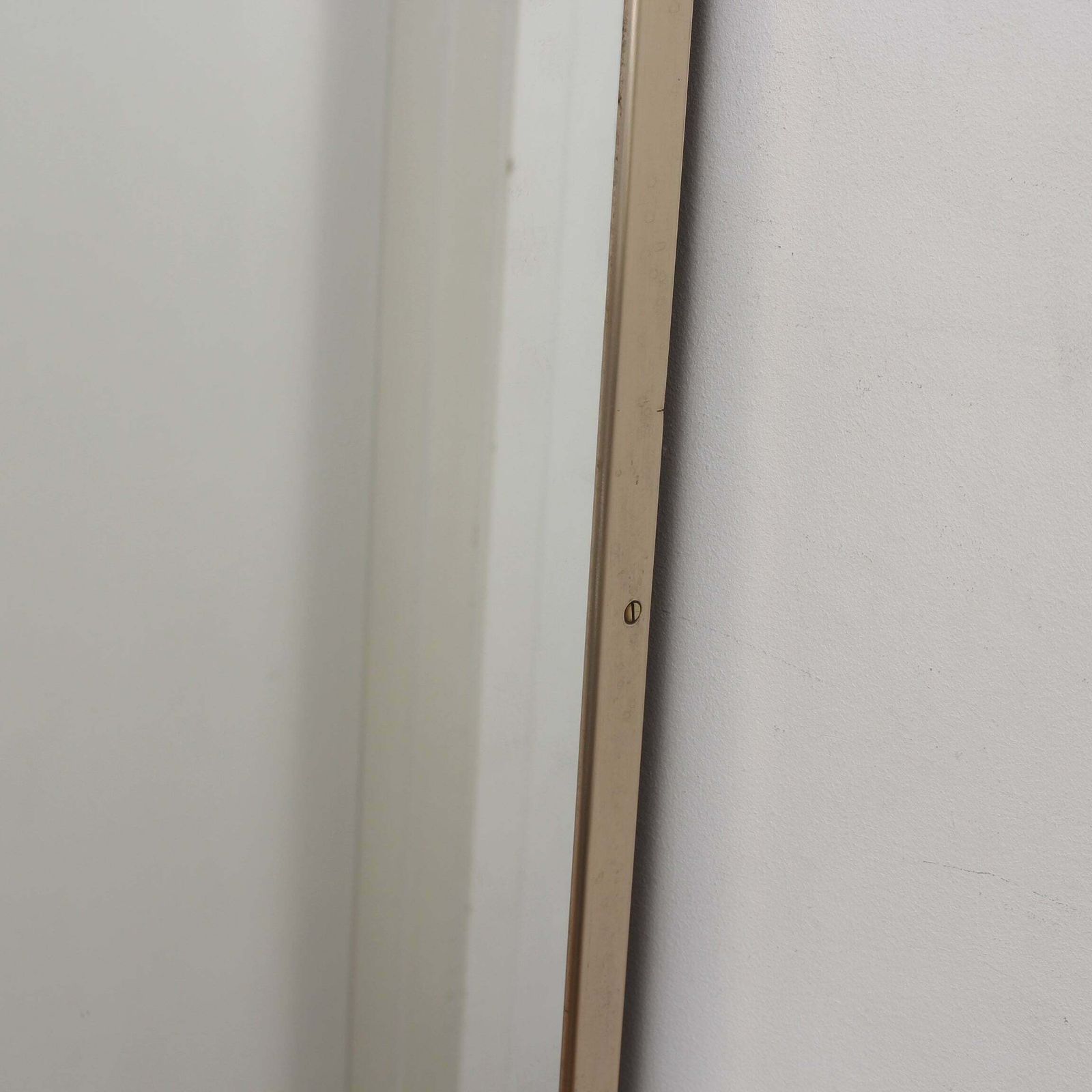 photo vinterior Mid Century Italian Wall Mirror With Brass Frame (Circa 1950s)   Large