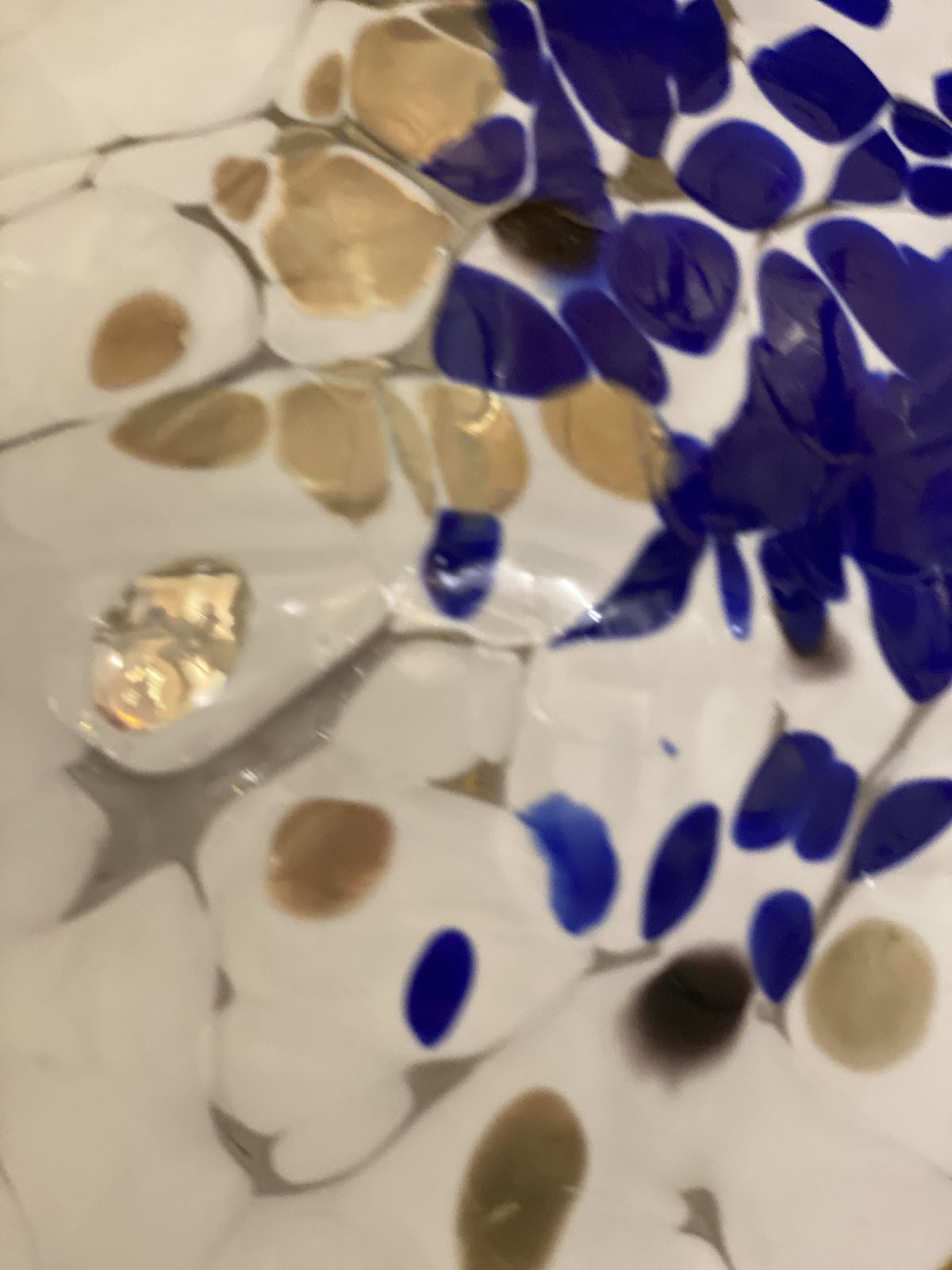 Contemporary Milky White Sphere In Murano Glass With Blue And Gold Leaf Murrine photo for sale