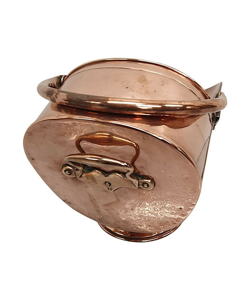 A Lovely 19th Century Copper Helmet Coal Scuttle photo 348.1853