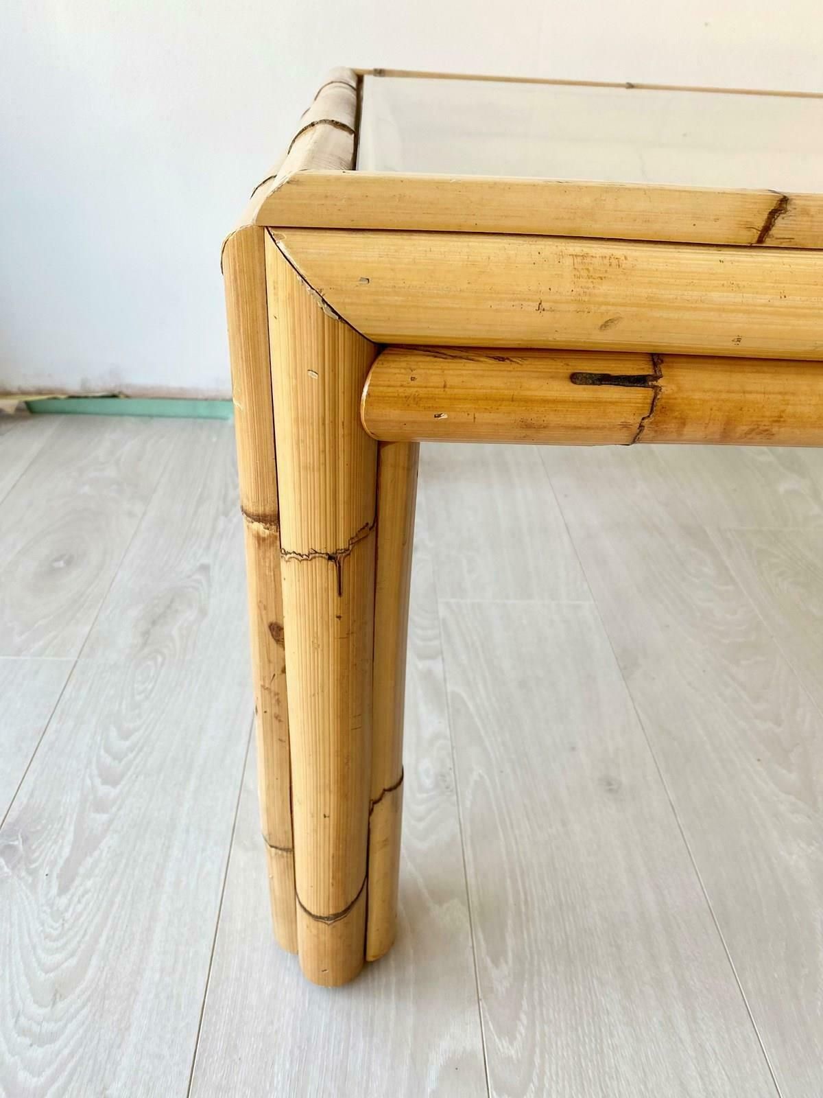 Vintage French Bamboo Coffee Table photo for sale