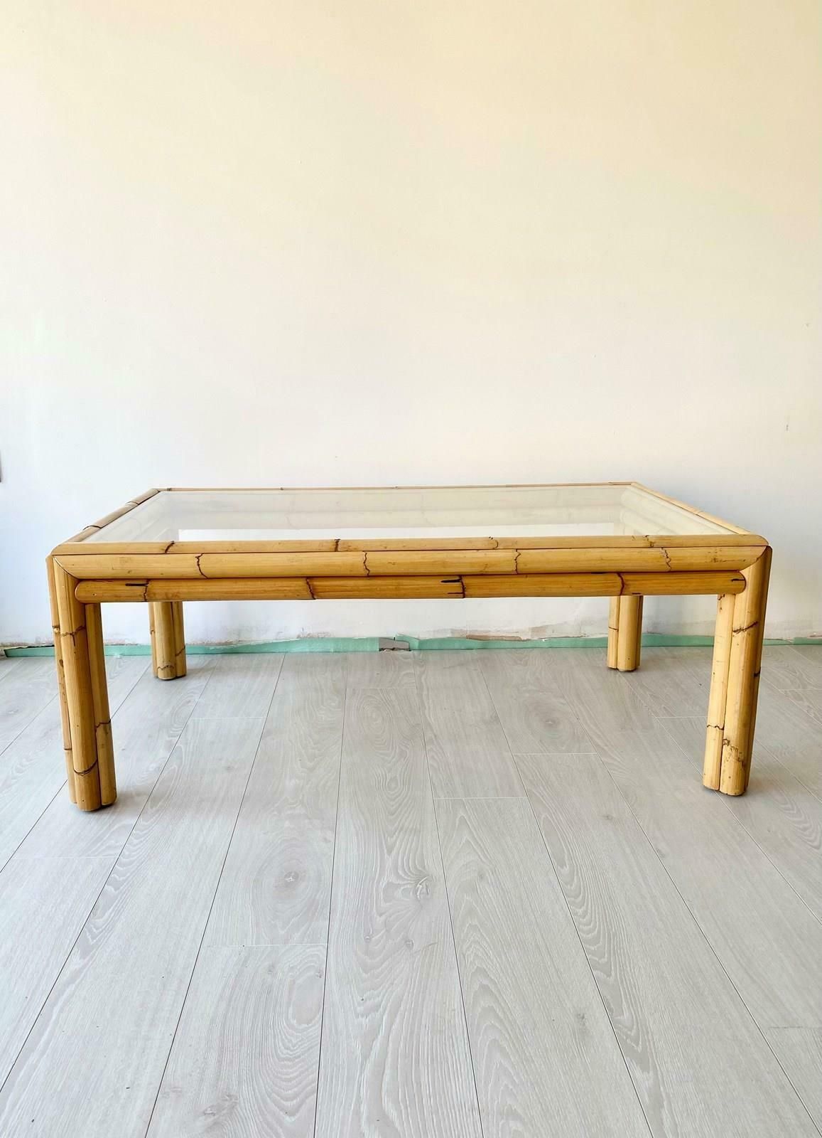Vintage French Bamboo Coffee Table
