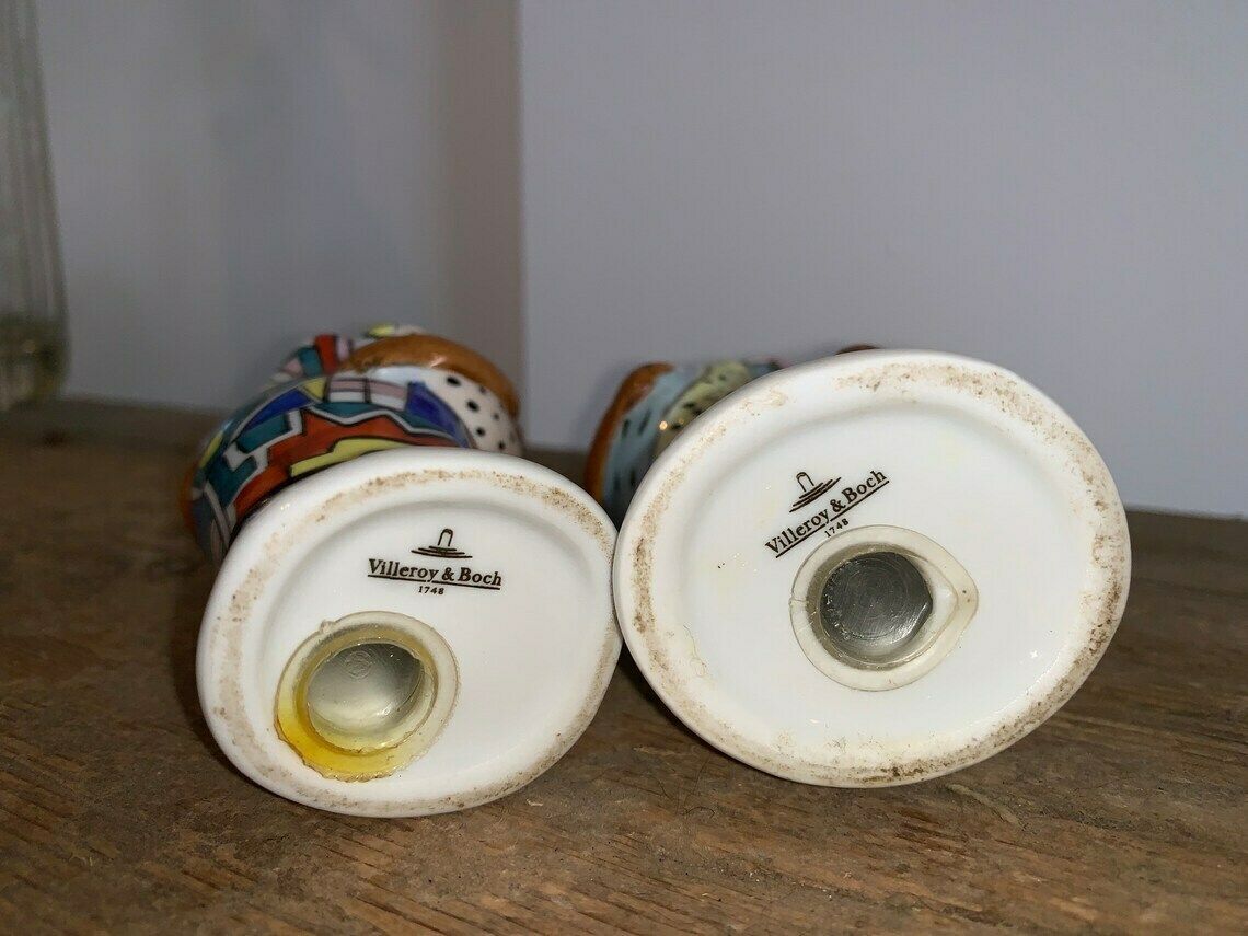 Rare Villeroy And Boch 1748 Vintage 1980s German Salt And Pepper Pots Tribal Vintage Pottery Art Kitchen Ware photo Home Decor