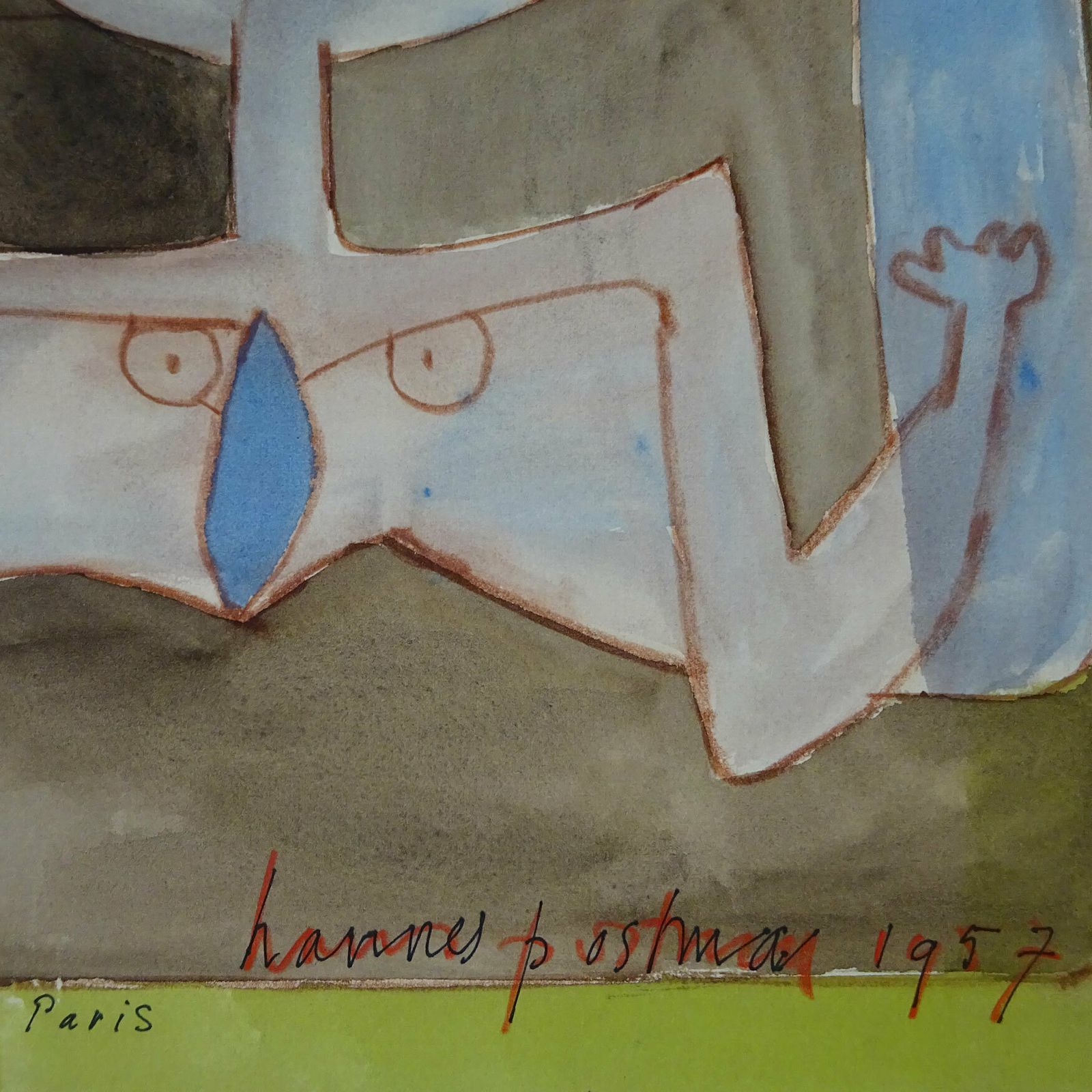 Hannes Postma, “Man En Vrouw”, 1957, Original Signed Art Brut Painting photo vinterior