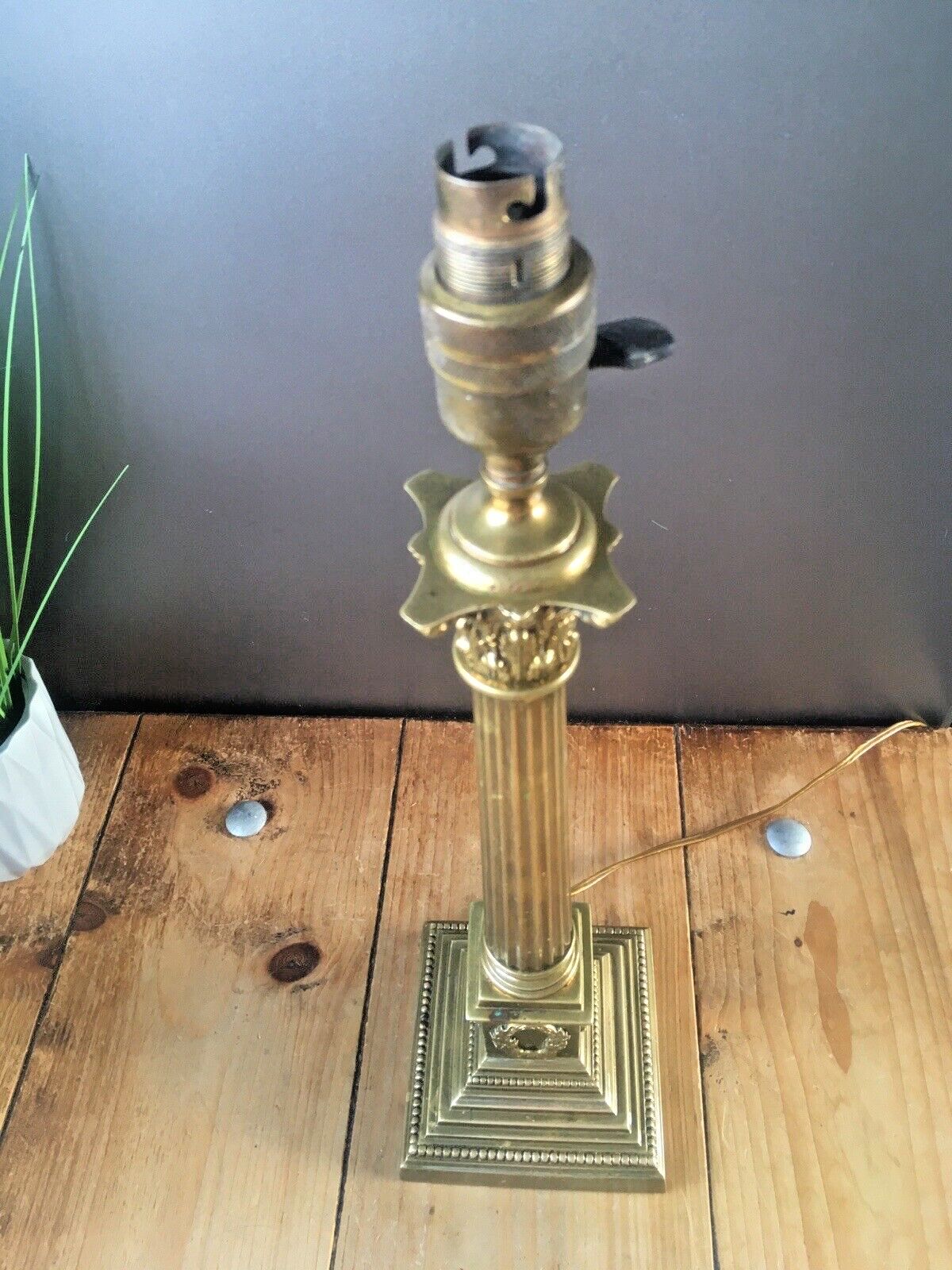 Large Antique 20s Corinthian Column Table Lamp Acanthus Leaf Grand Country House photo buy