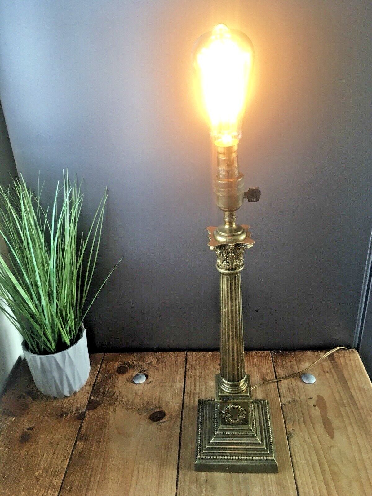 photo vinterior Large Antique 20s Corinthian Column Table Lamp Acanthus Leaf Grand Country House