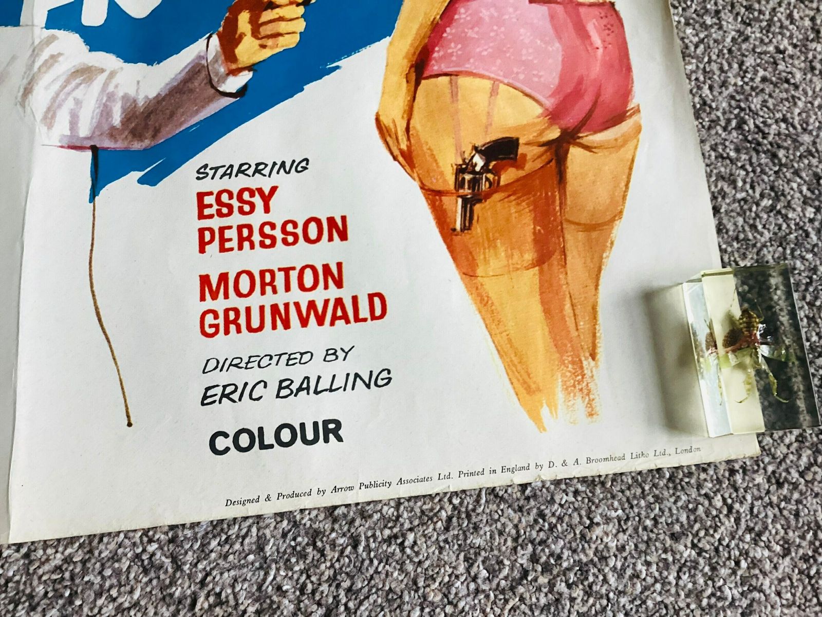 Vintage Large Original Rare 1960s Movie Poster Fantomas Fights Back Louis De Funes Strike First Freddie photo for sale