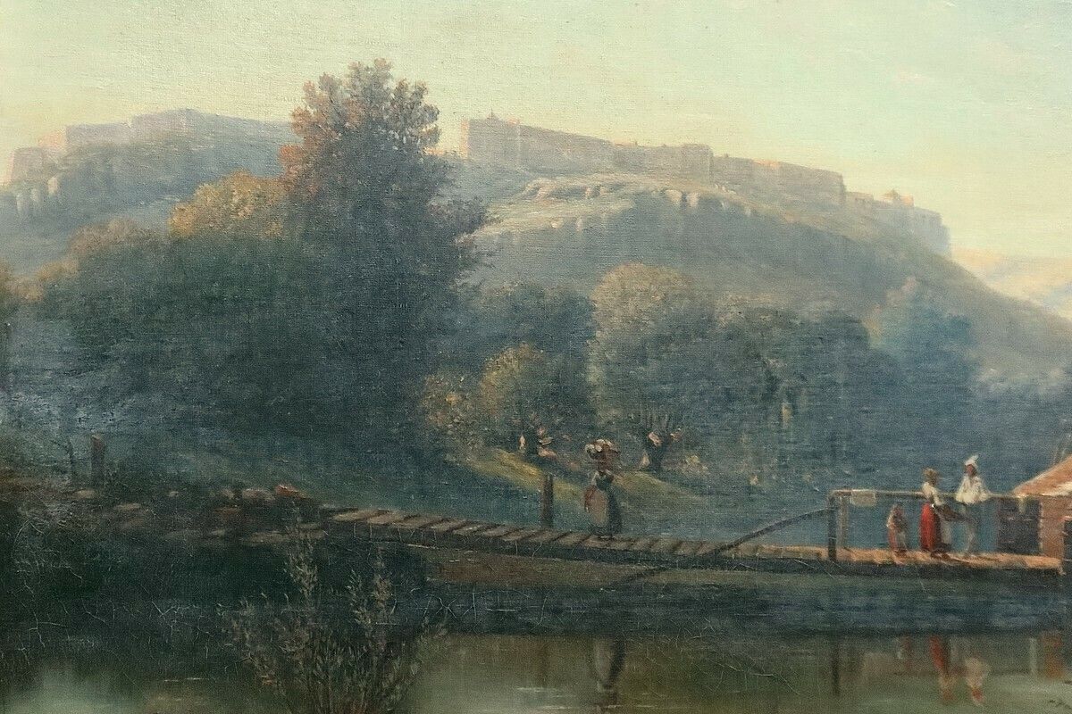 Oil On Canvas “Le Lavoir”, French School Of The 19th Century photo 3306.3