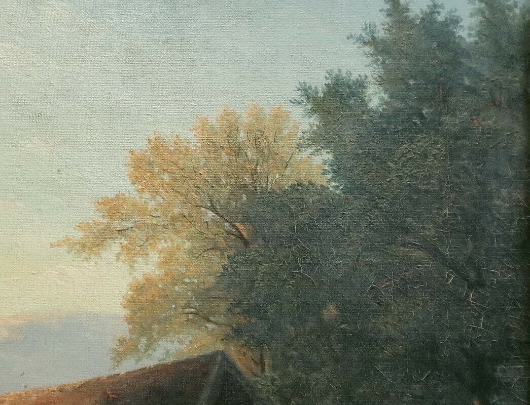 photo vinterior Oil On Canvas “Le Lavoir”, French School Of The 19th Century