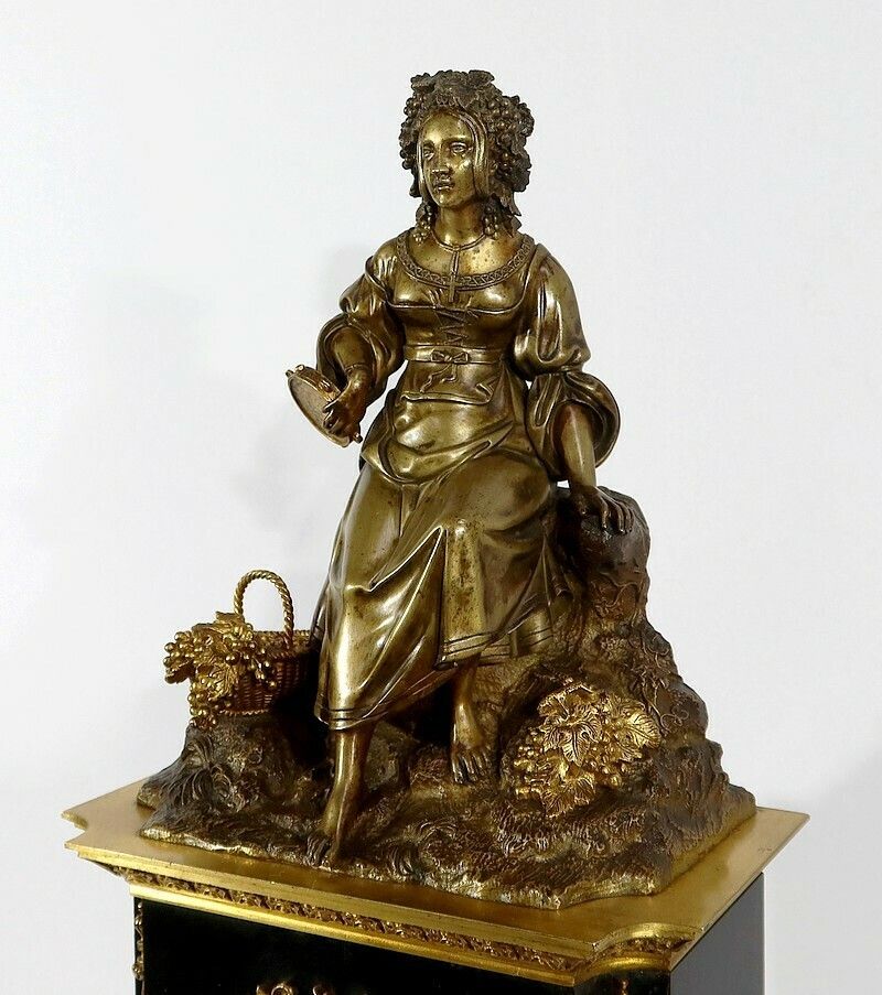 Marble And Bronze Pendulum, Louis XVI Style, Restoration Period – Early 19th Century photo vinterior