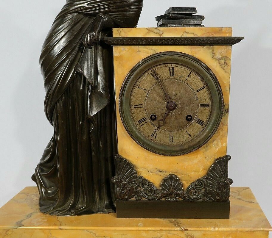 4326.0 Important Mantelpiece Set In Yellow Siena Marble And Patinated Bronze, Empire Period, Early 19th Century photo