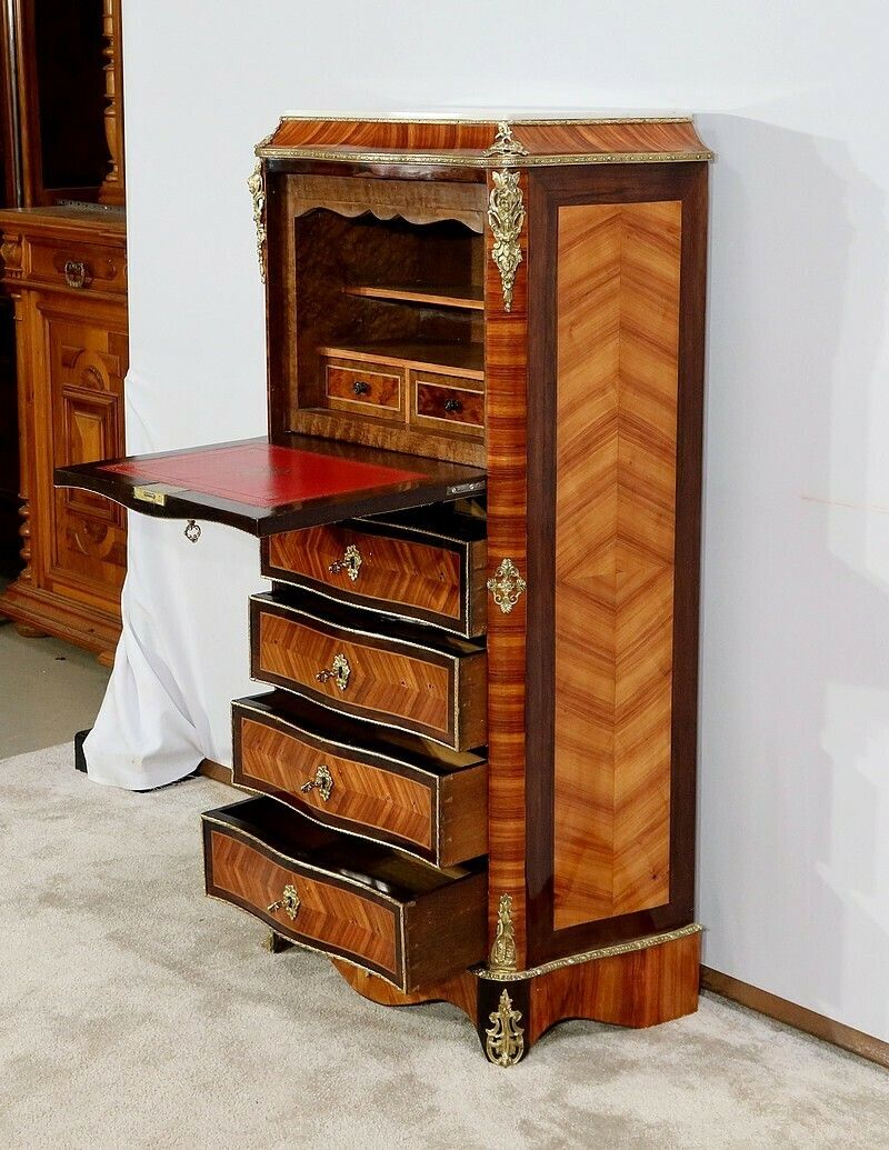 Semainier Secretaire In Precious Wood, Napoleon III Period   Mid 19th Century photo vinterior