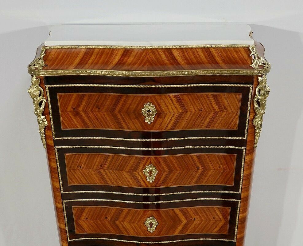 photo furniture Semainier Secretaire In Precious Wood, Napoleon III Period   Mid 19th Century