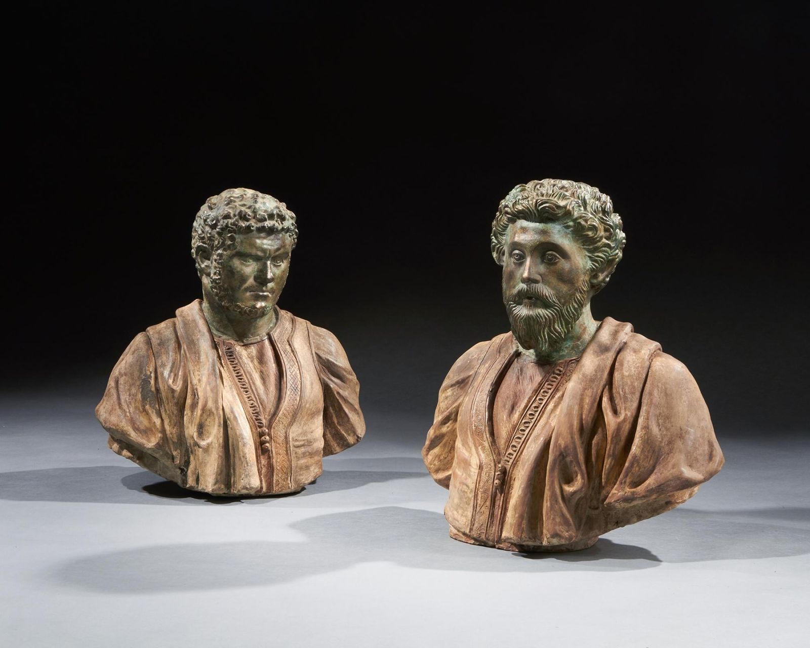 photo furniture Rare Pair Of Late 19th Century Portrait Busts Of Caesars Marcus Aurelius And Caracalla