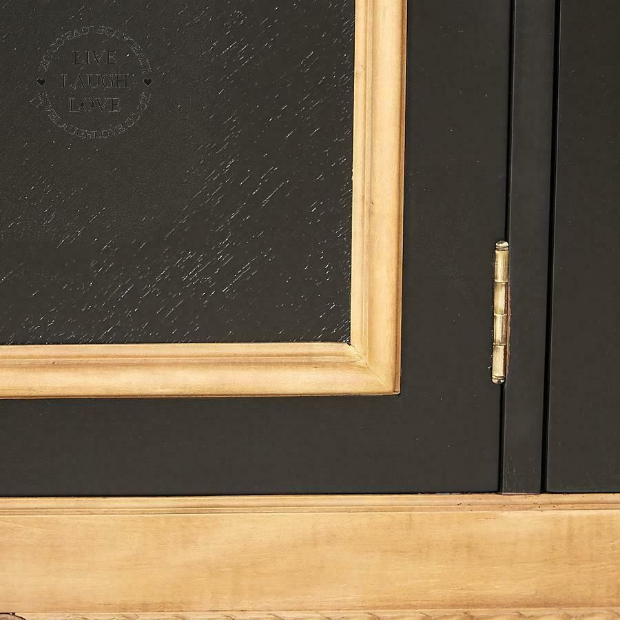 1930's French Oak Painted Display Cabinet  Downing Street Black photo vintage