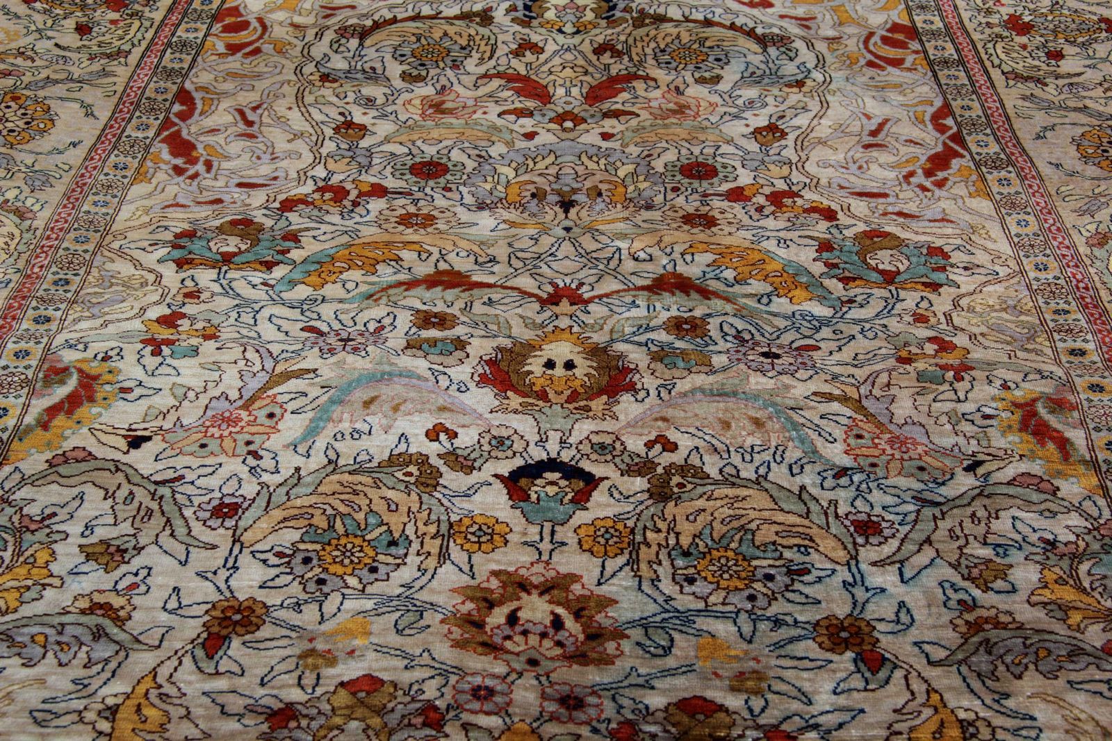 Handmade Carpet Pure Silk Rug, Elegant Turkish Herekeh Oriental Rugs photo vinterior