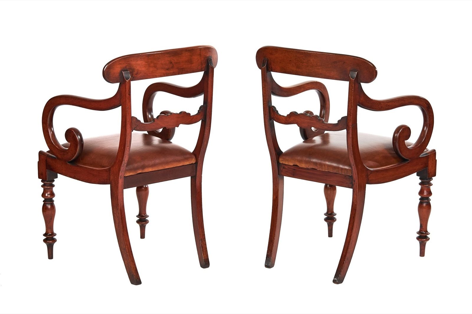 Pair Early Victorian Mahogany Elbow Chairs photo furniture