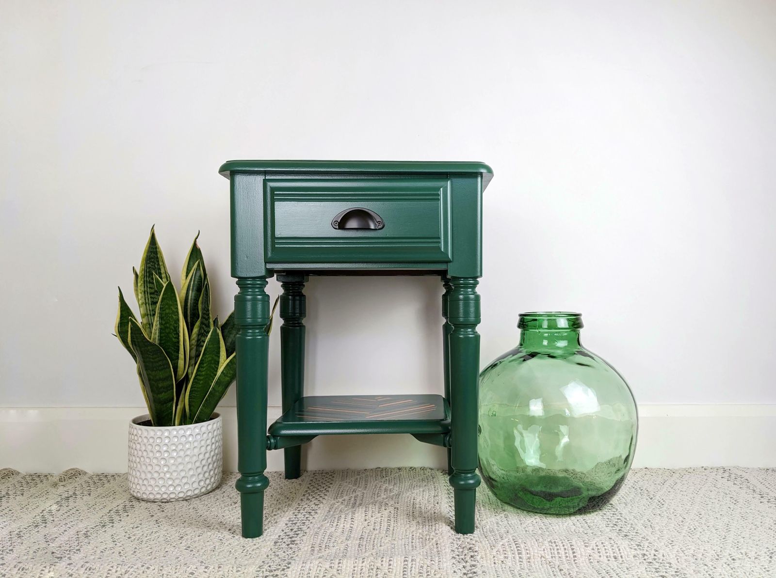 Green Side Table With Colourful Stripes photo for sale