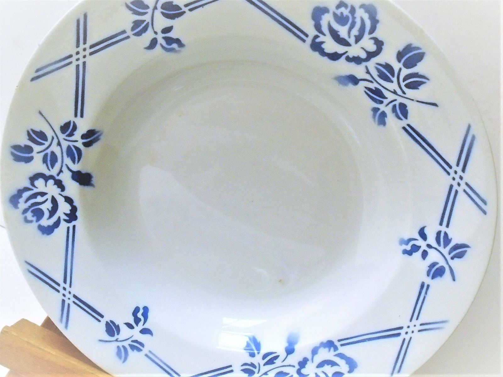 Antique French Moulin Des Loups Ironstone Terre De Feu, Blue Plates, 1930, Dresser Plate Or Serving Plates, 8 Available photo vintage