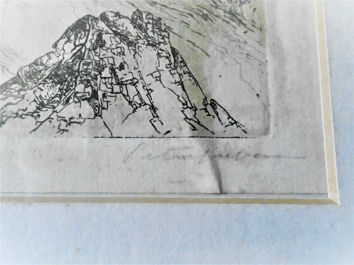 Framed Antique Black And White Lithograph Entitled Watersmeet Lynmouth Signed By Artist England photo for sale