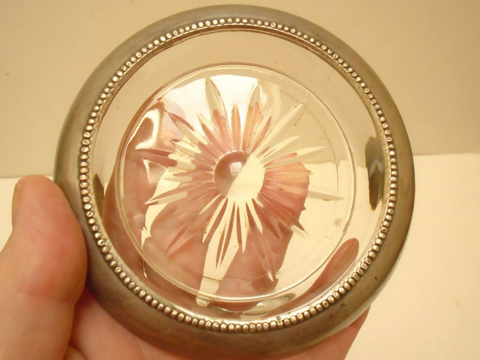 Vintage Silver Plated Glass Coaster Set, Wine Bottle And Glasses Coasters, Starburst Glass Coasters photo buy
