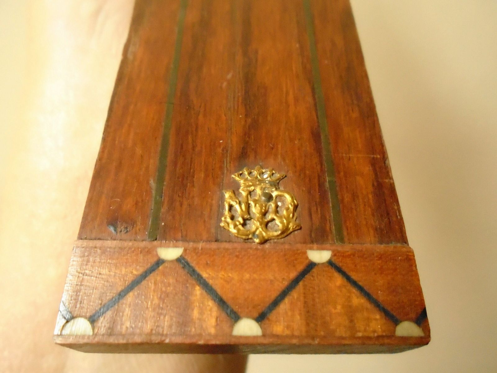 Antique French Art Deco Inlaid Wood Wall Crucifix With Bronze Corpus Of Christ photo vinterior