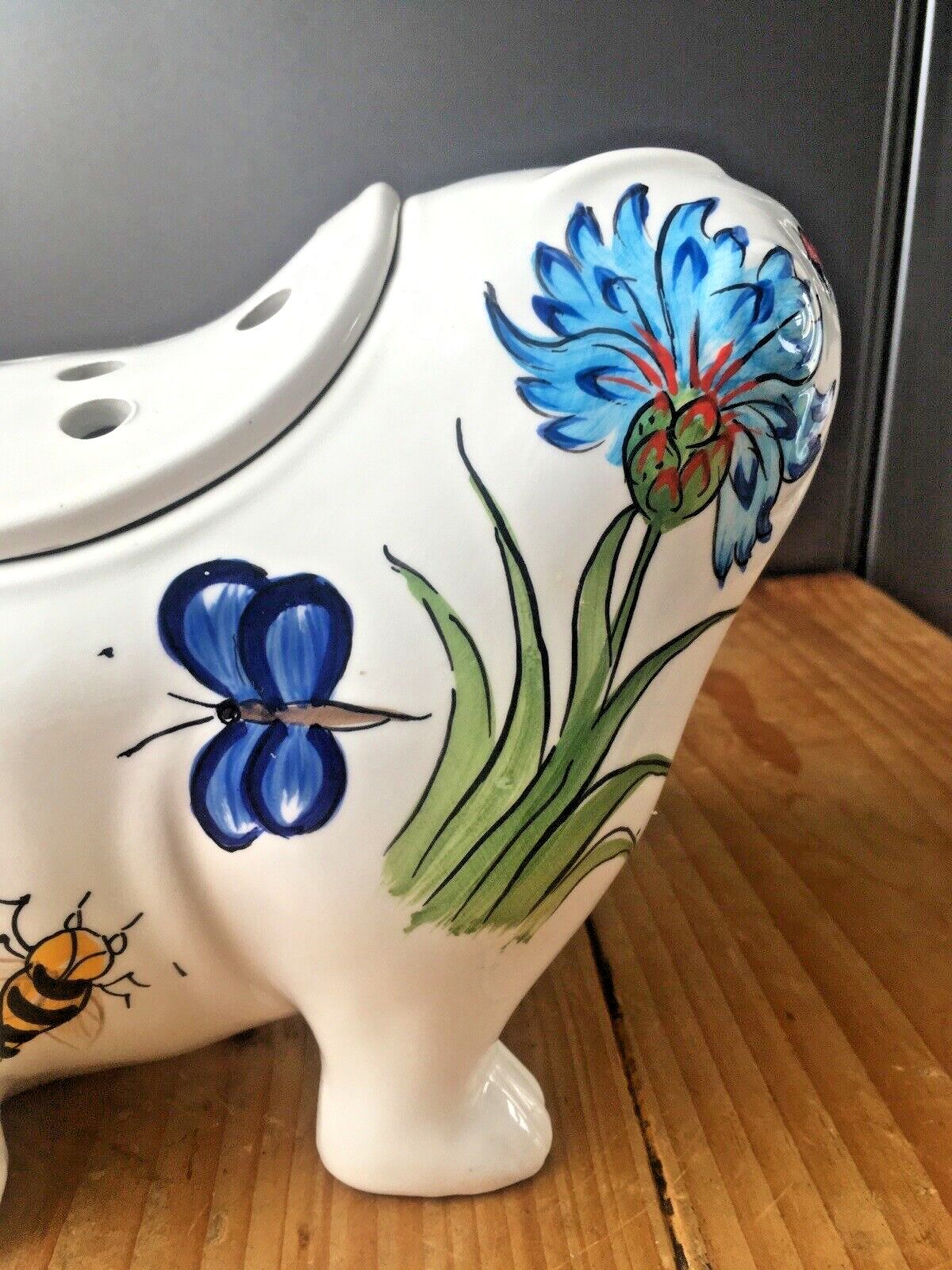 Mid Century Italian Pottery Este Ceramiche Flower Frog Planter Posy Vase 60's photo buy