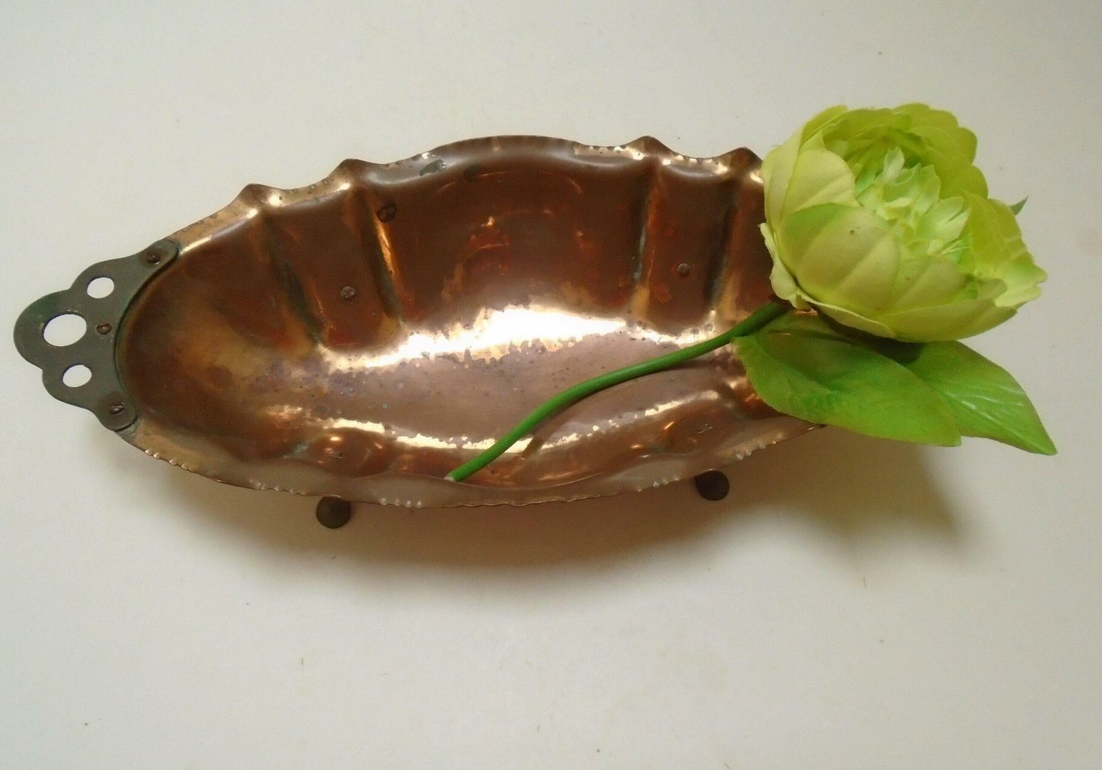 Antique French Copper Rustic Footed Jardiniere Planter, Rustic Copper Fruit And Nut Bowl, Farmhouse Copper Decor