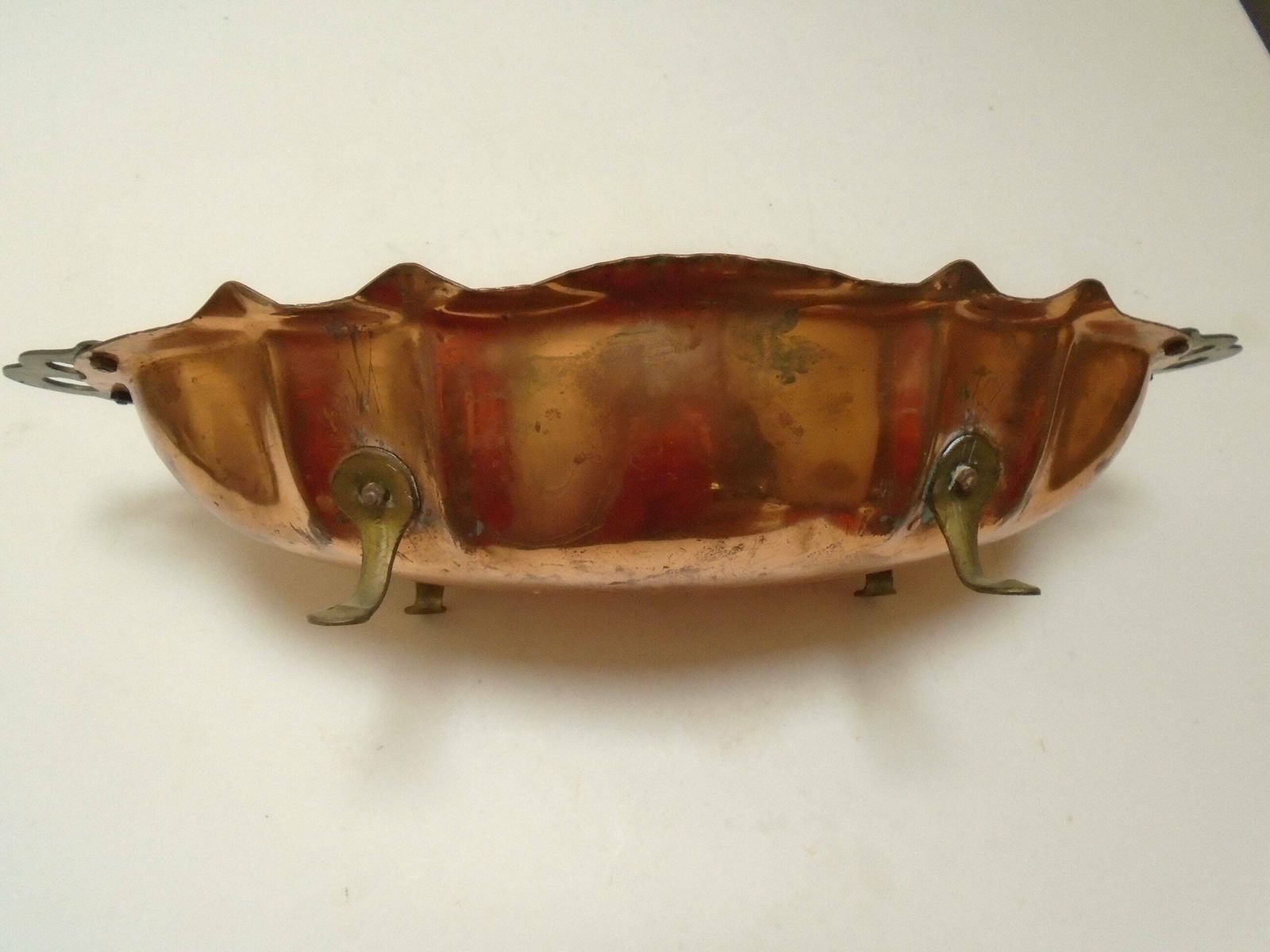 Antique French Copper Rustic Footed Jardiniere Planter, Rustic Copper Fruit And Nut Bowl, Farmhouse Copper Decor photo buy