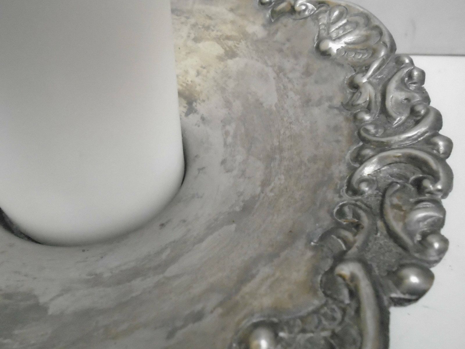 Antique French Metal Art Nouveau Silver Candle Holder, Circa 1920s, Wine Bottle Tray photo Home Decor