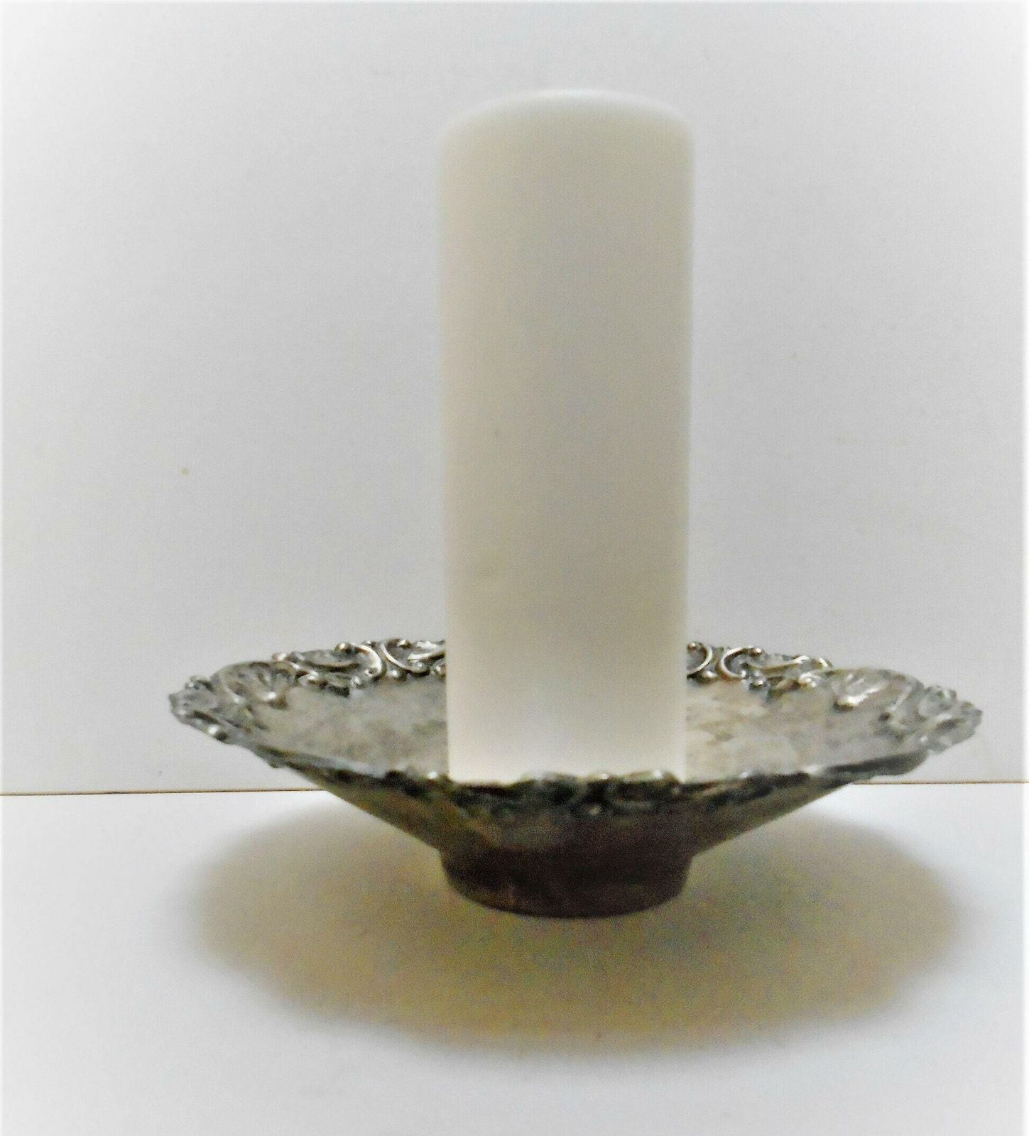 Antique French Metal Art Nouveau Silver Candle Holder, Circa 1920s, Wine Bottle Tray photo vinterior