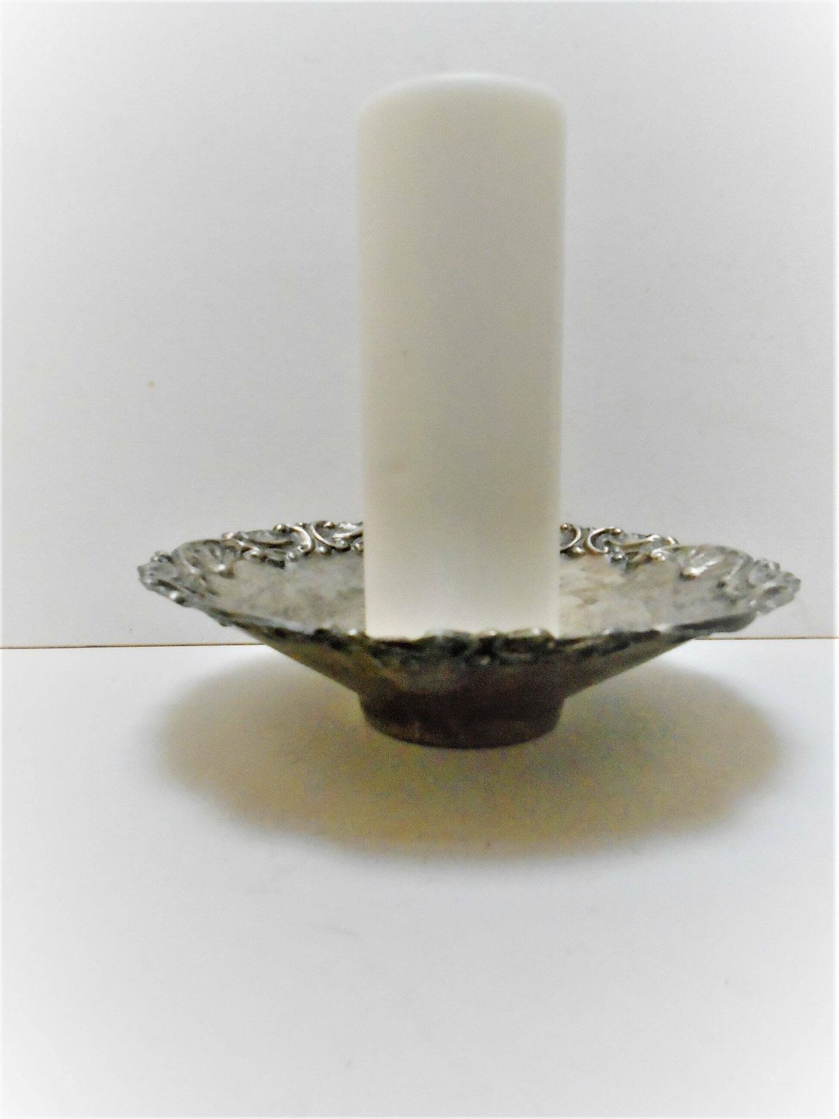 photo for sale Antique French Metal Art Nouveau Silver Candle Holder, Circa 1920s, Wine Bottle Tray