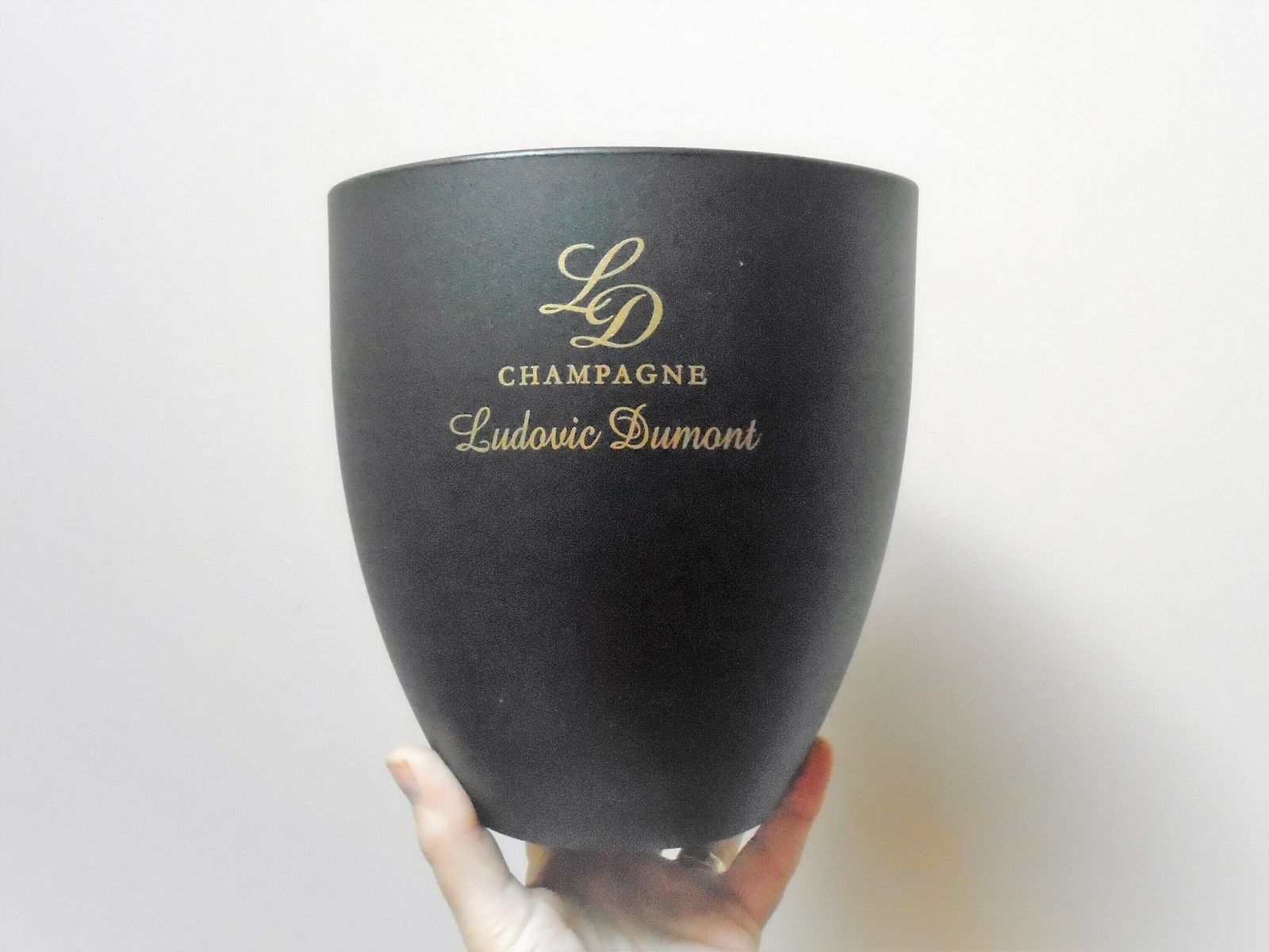 Vintage French Champagne Bucket By Ludovic Dumont, France, Matt Black Acrylic Wine Cooler photo Home Decor